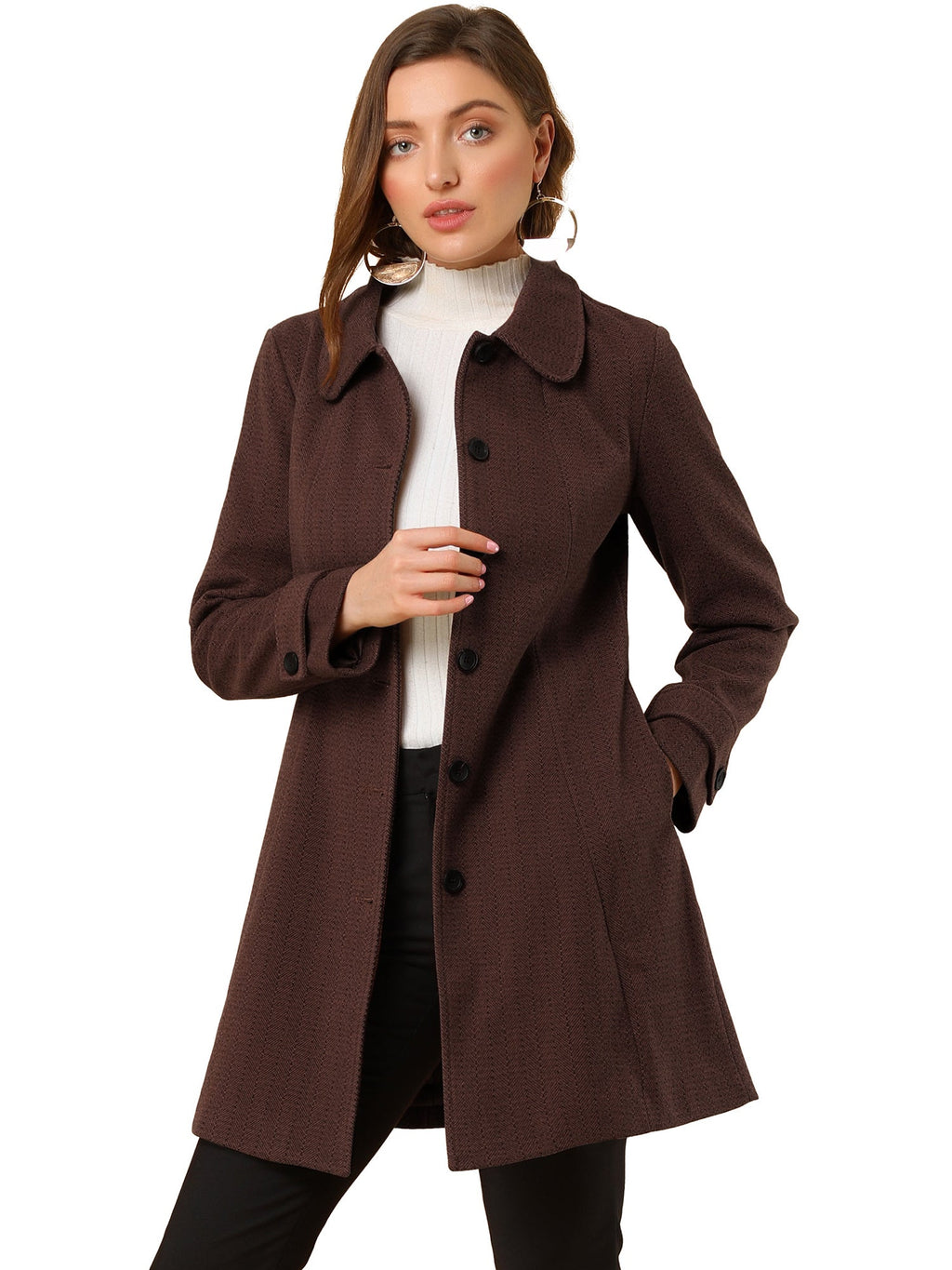 Slim-Profile Striped Overcoat