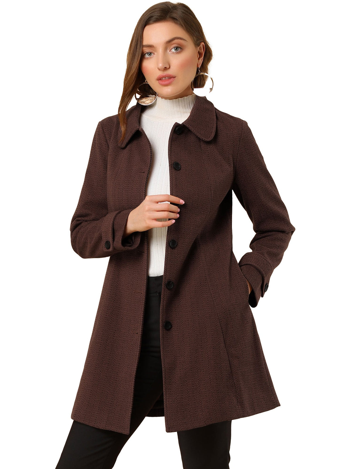 Slim-Profile Striped Overcoat