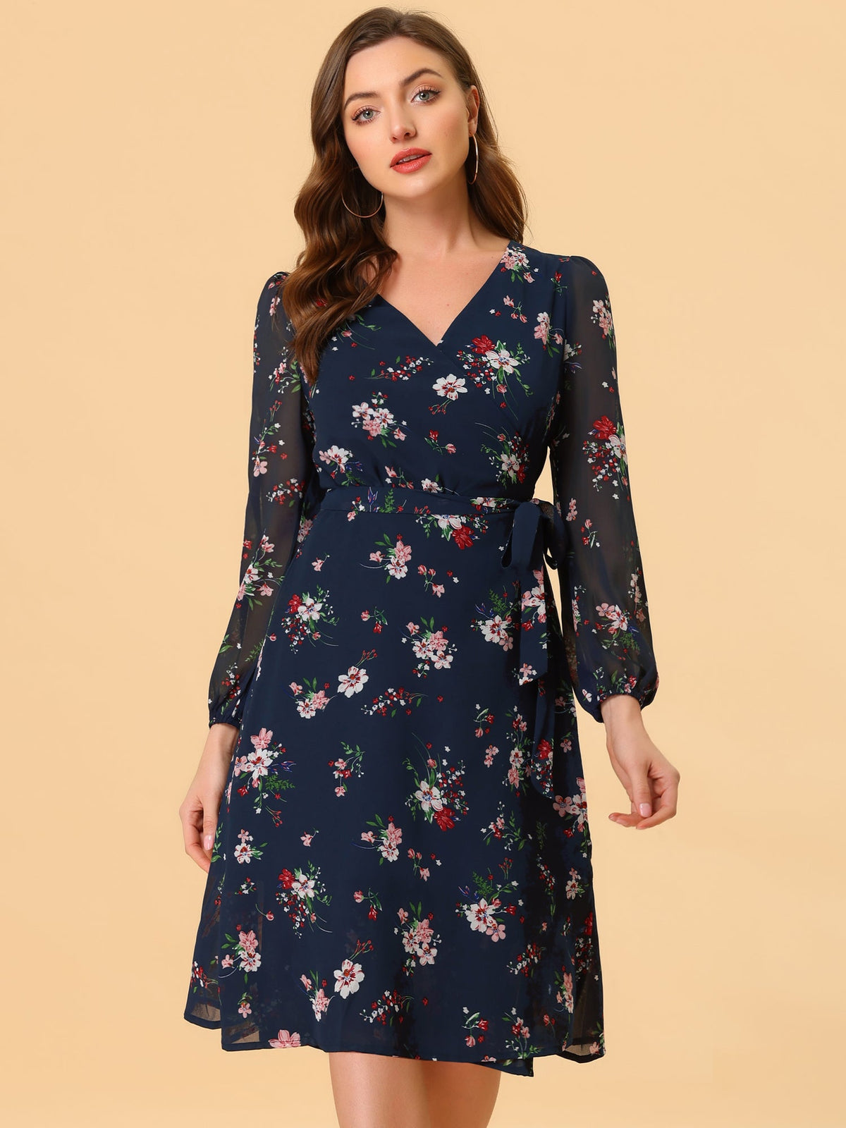 Tie Closure Sheer Long Dress