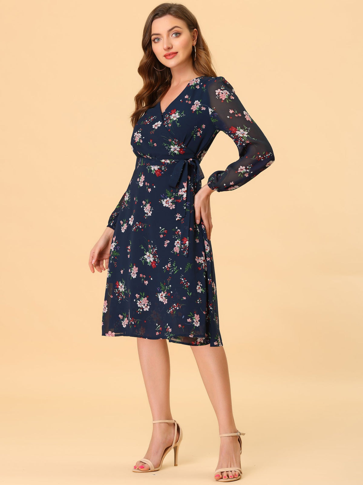 Tie Closure Sheer Long Dress