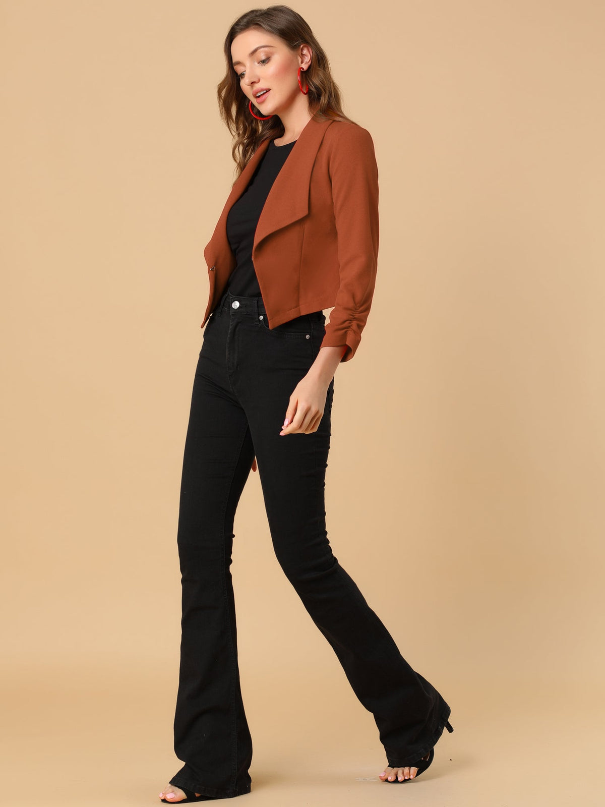 Open-Front Fitted Hook Blazer