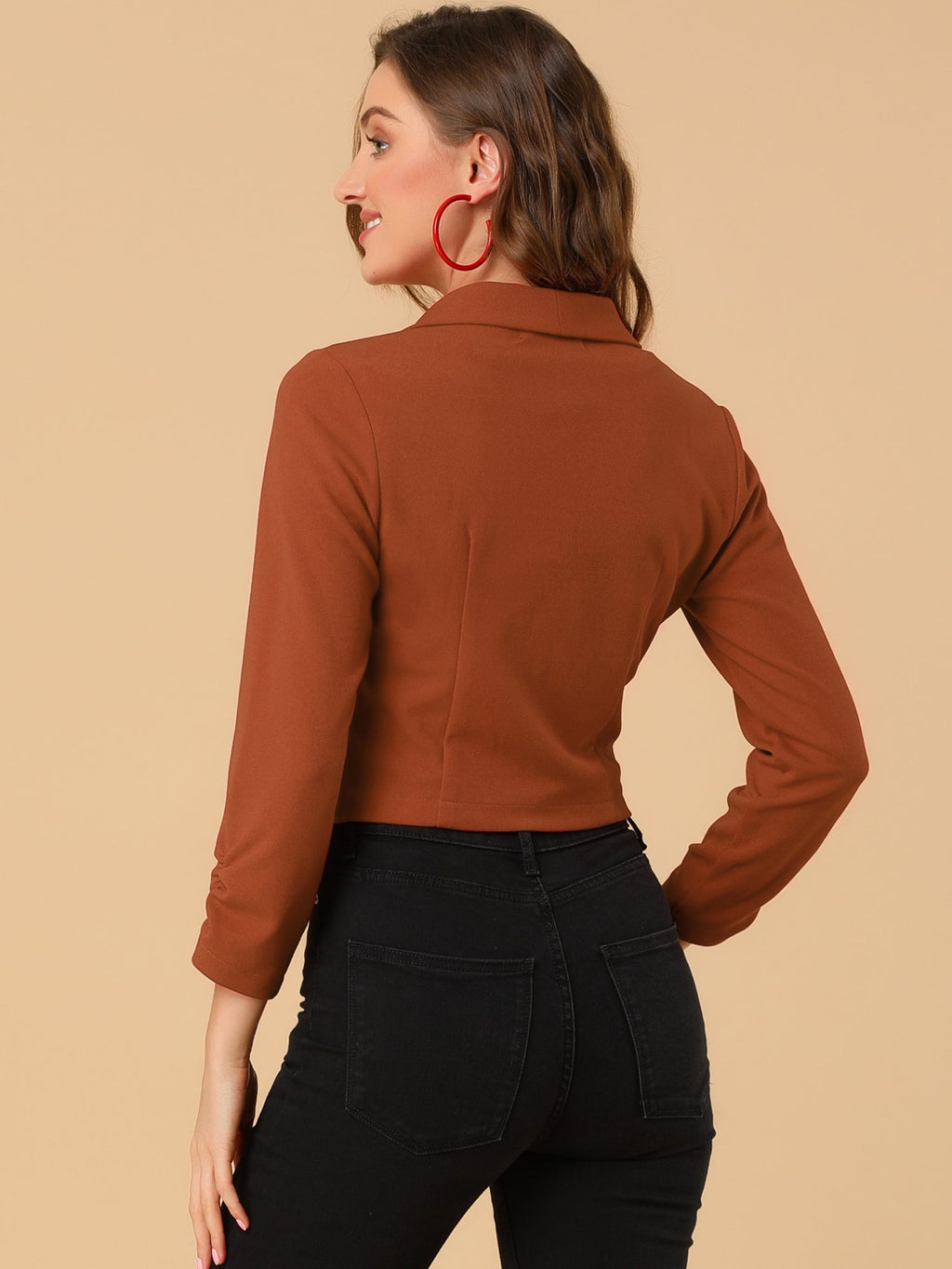 Open-Front Fitted Hook Blazer
