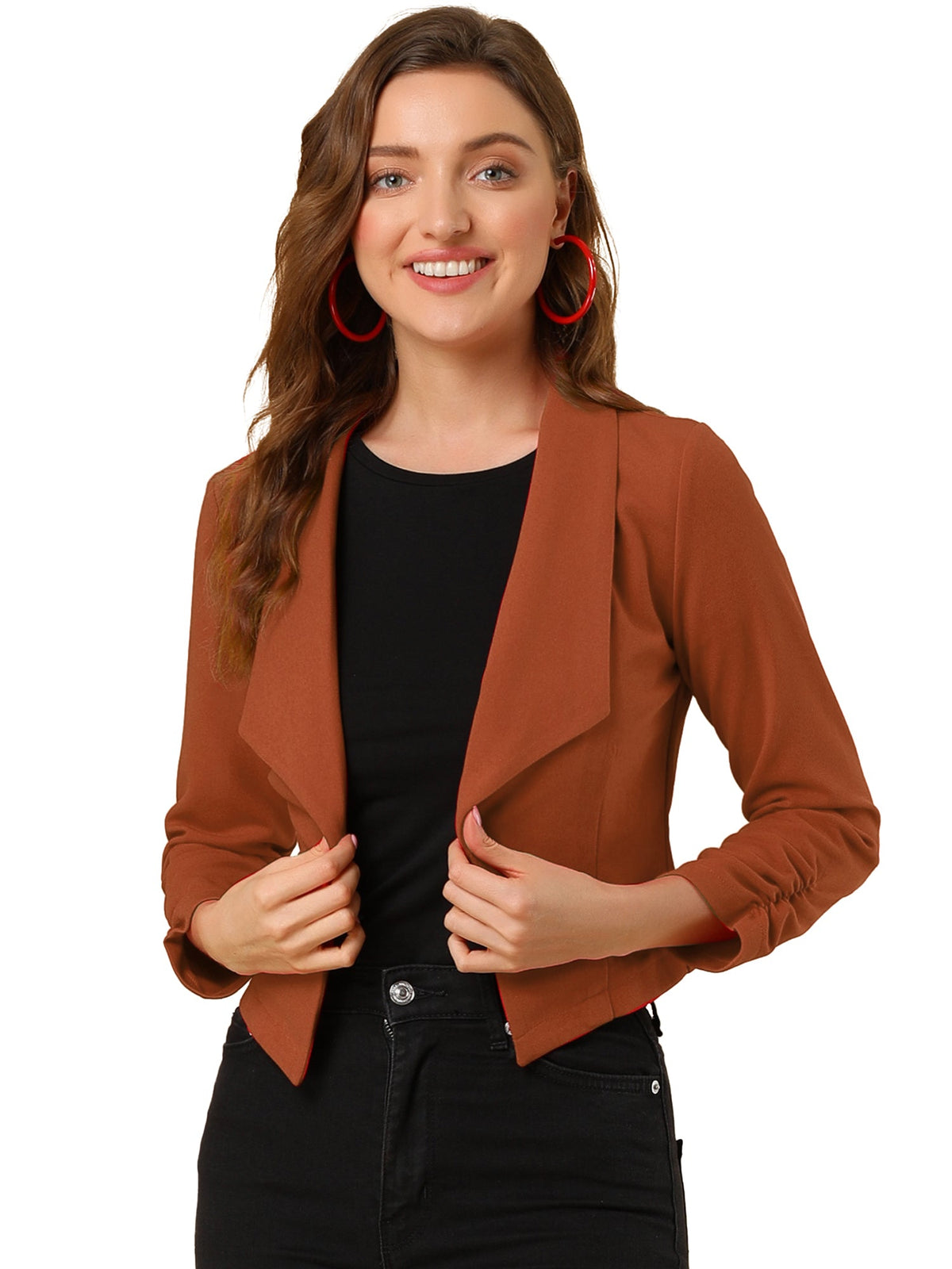 Open-Front Fitted Hook Blazer