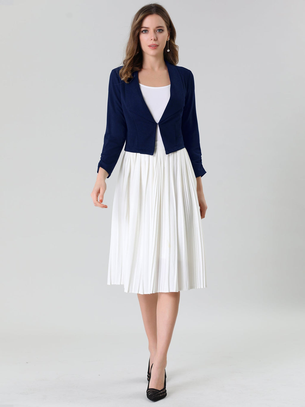 Open-Front Fitted Hook Blazer