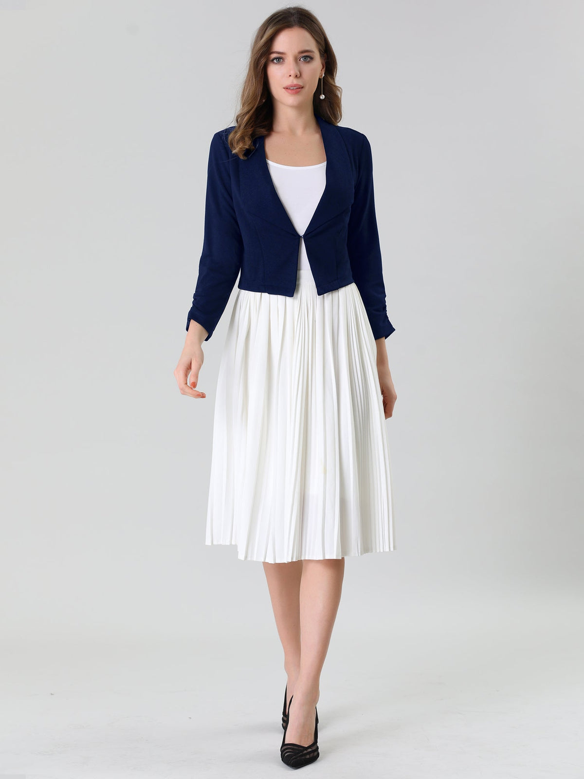 Open-Front Fitted Hook Blazer