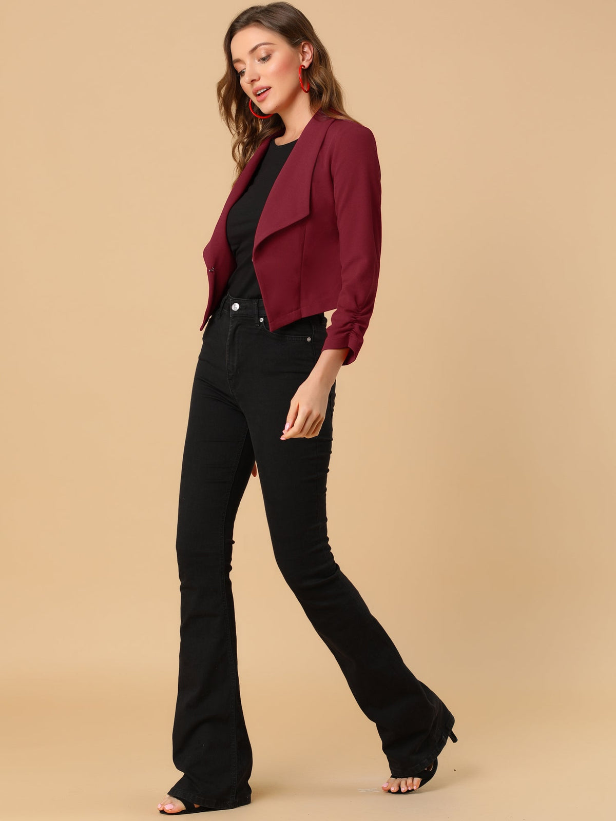 Open-Front Fitted Hook Blazer
