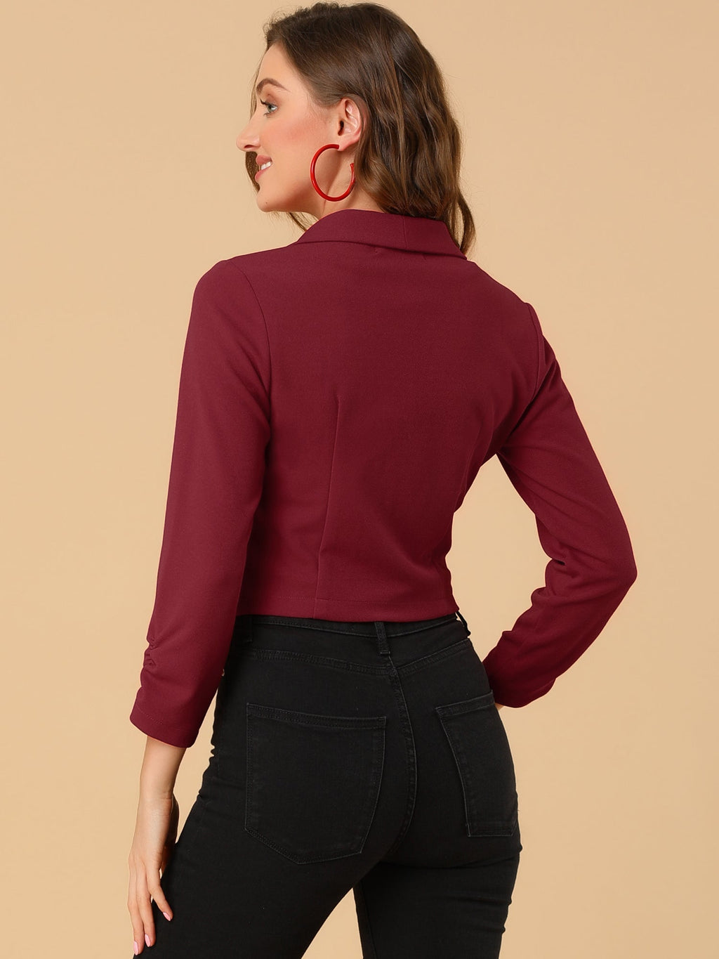 Open-Front Fitted Hook Blazer
