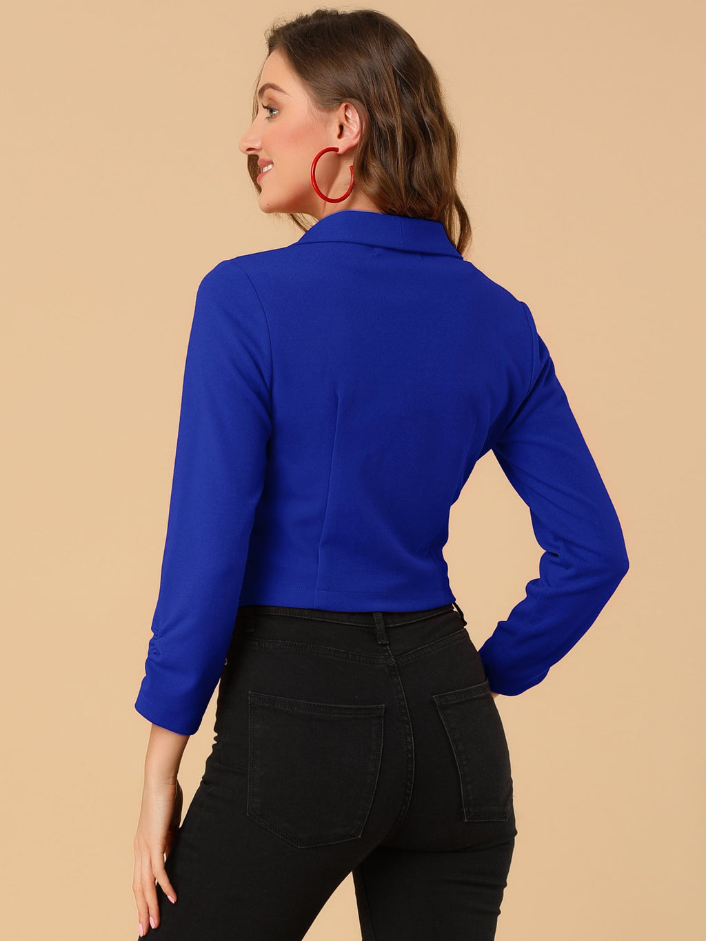 Open-Front Fitted Hook Blazer