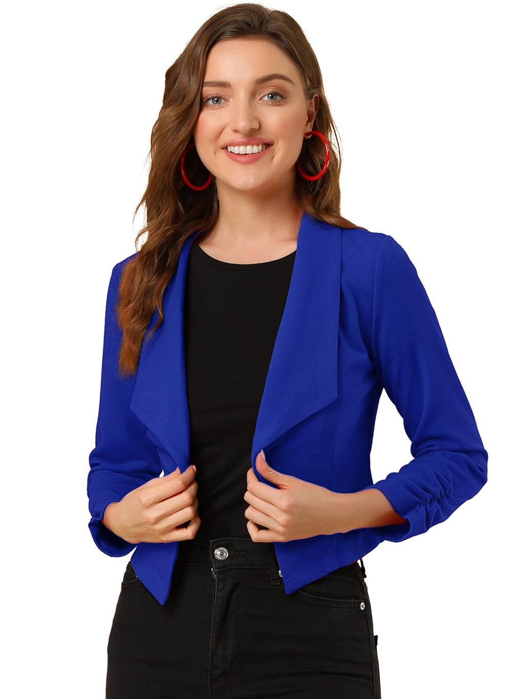 Open-Front Fitted Hook Blazer