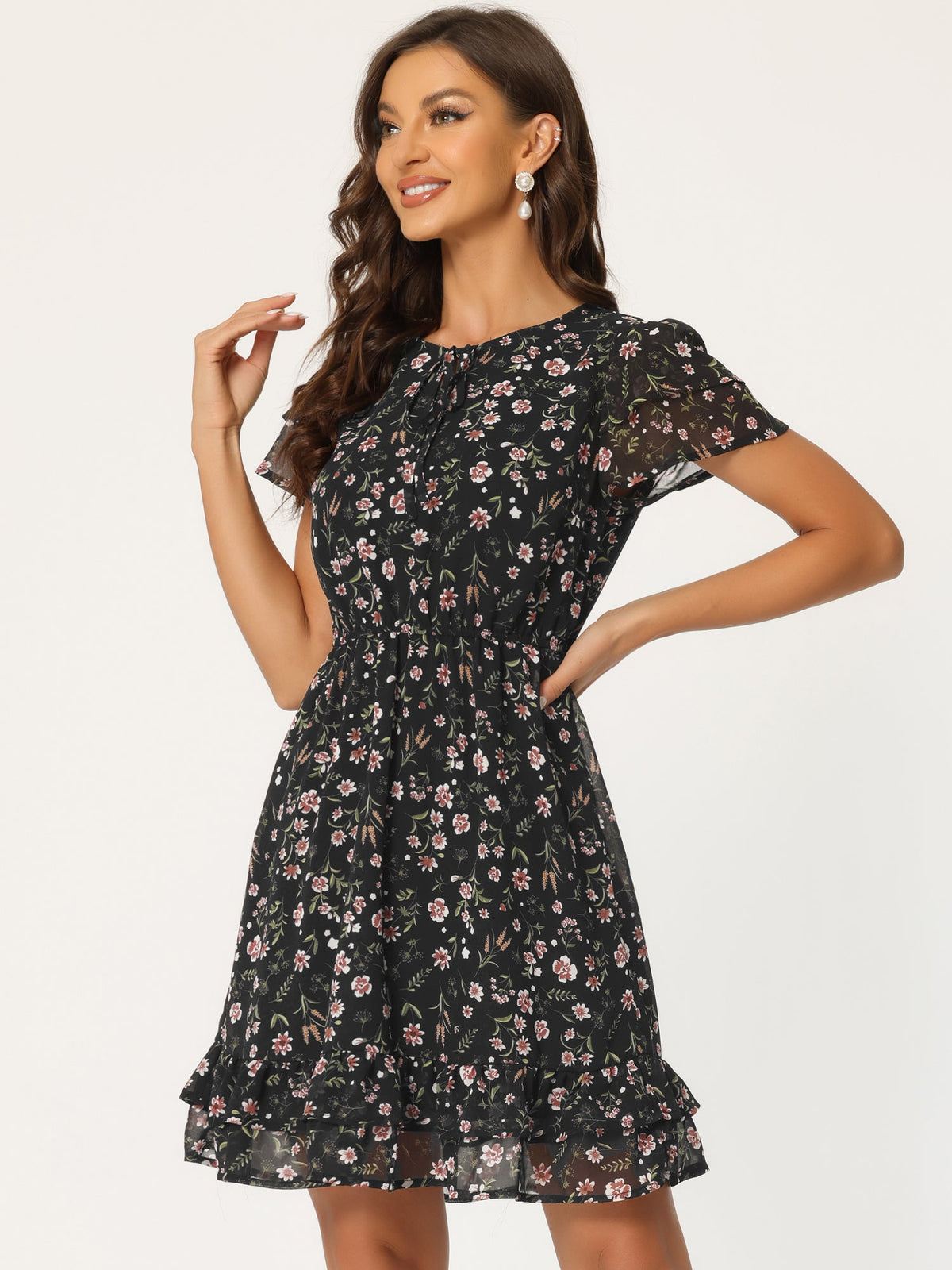 Double-Layer Floral Dress