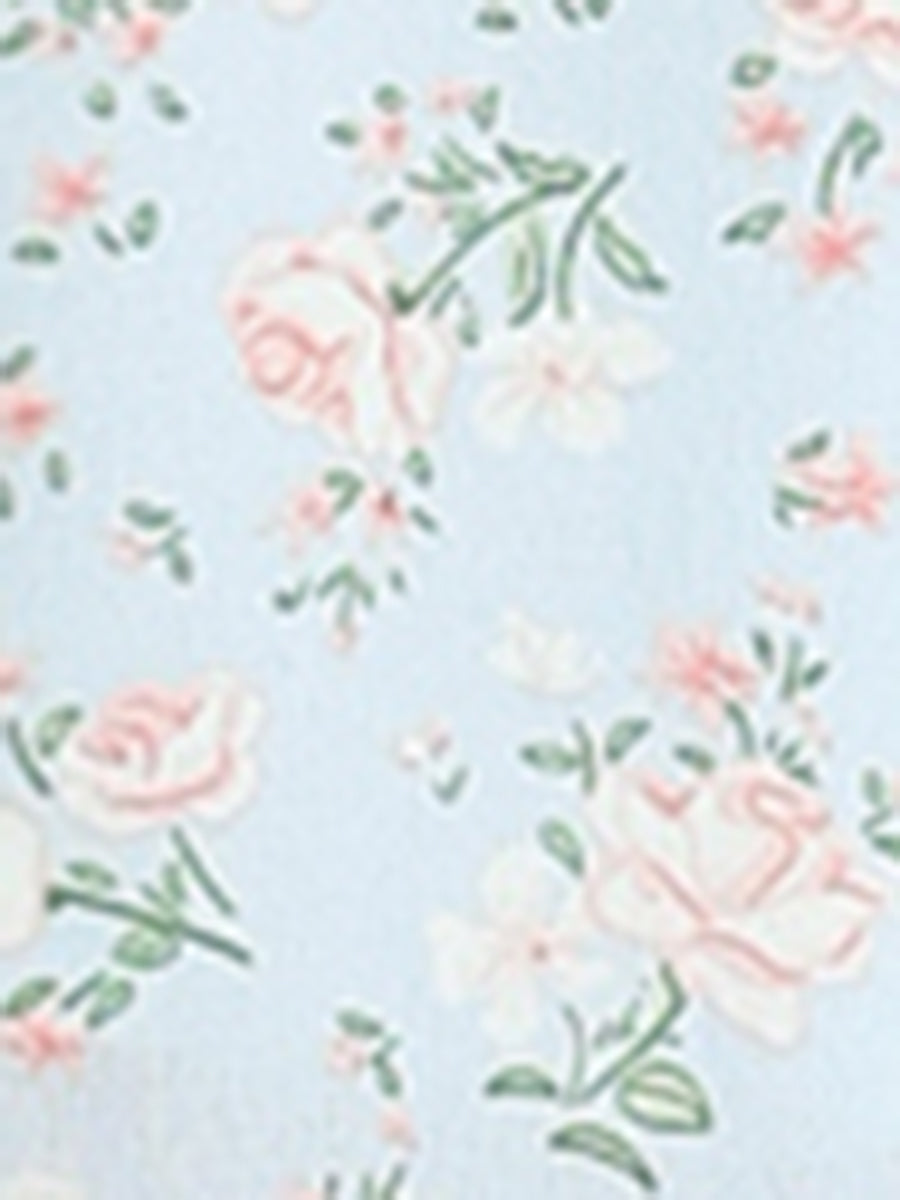 Smocked Floral Square Neck Dress