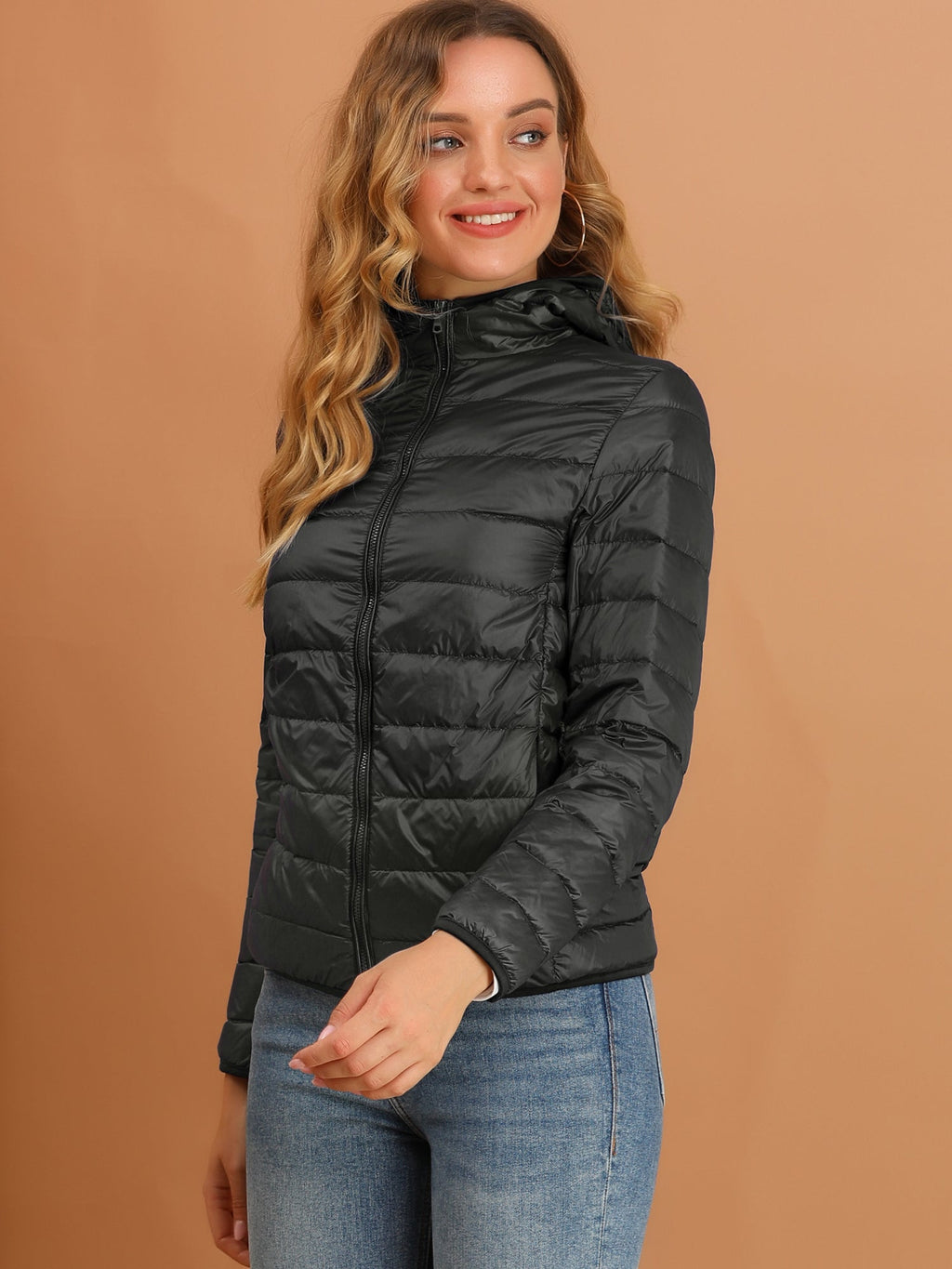 Slant Pocket Elastic Cuff Puffer