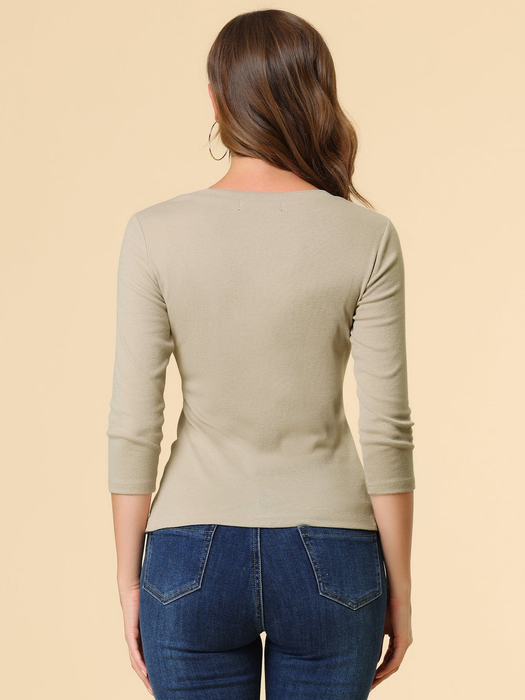 Ruched V-Neck Stretch Blouse