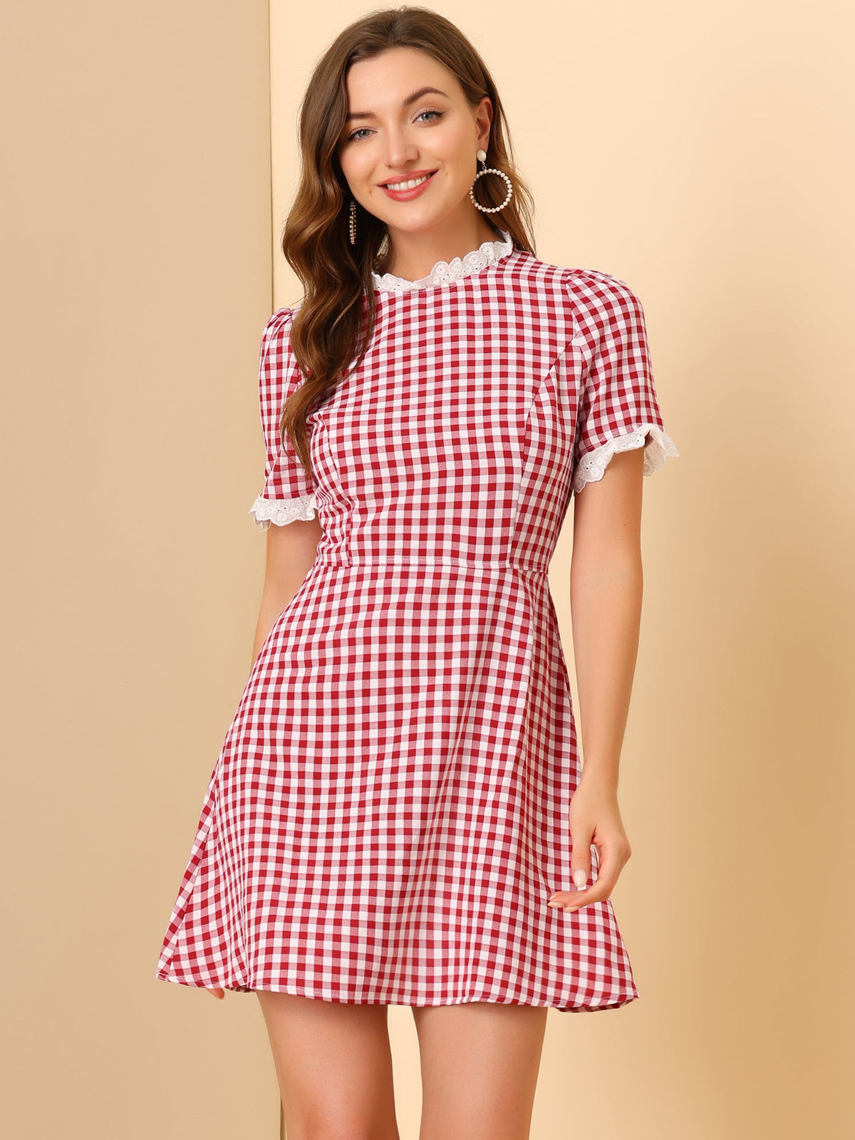 Ruffle Neck Contrast Pane Dress