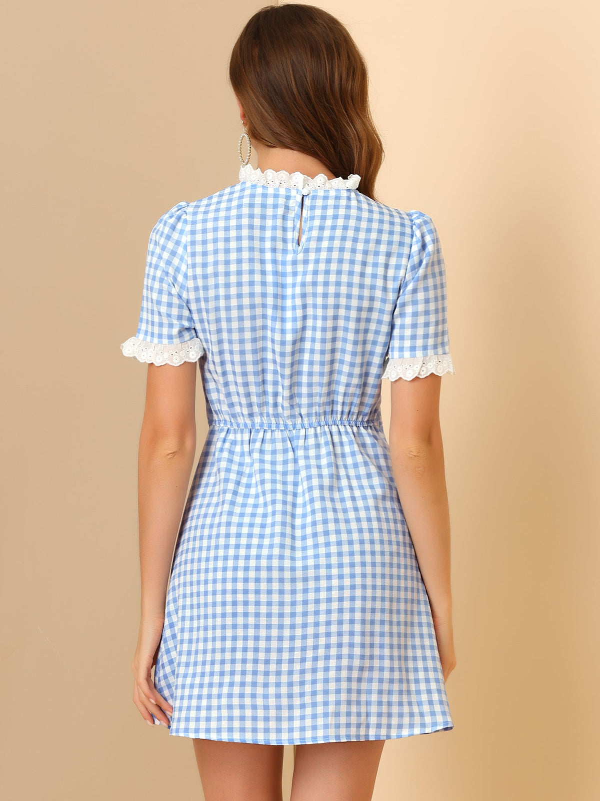 Ruffle Neck Contrast Pane Dress