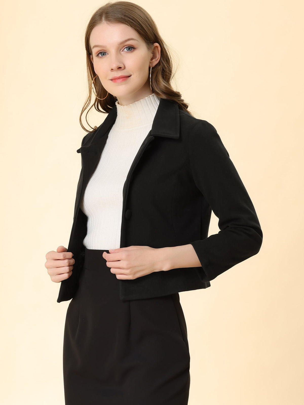 Cotton-Blend Point Collar Bomber Jacket