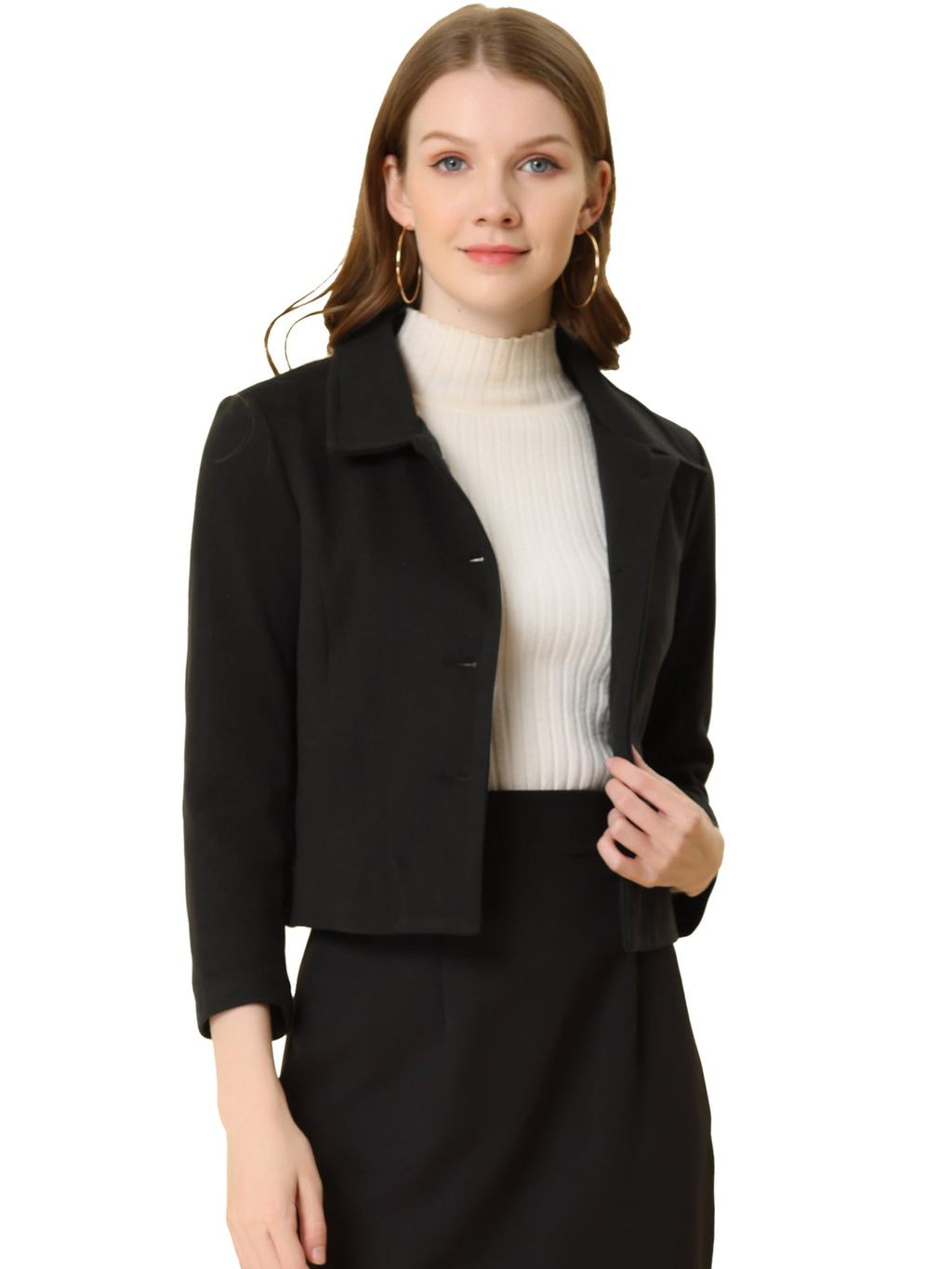 Cotton-Blend Point Collar Bomber Jacket