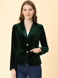 Button-Down Drape Velvet Blazer
