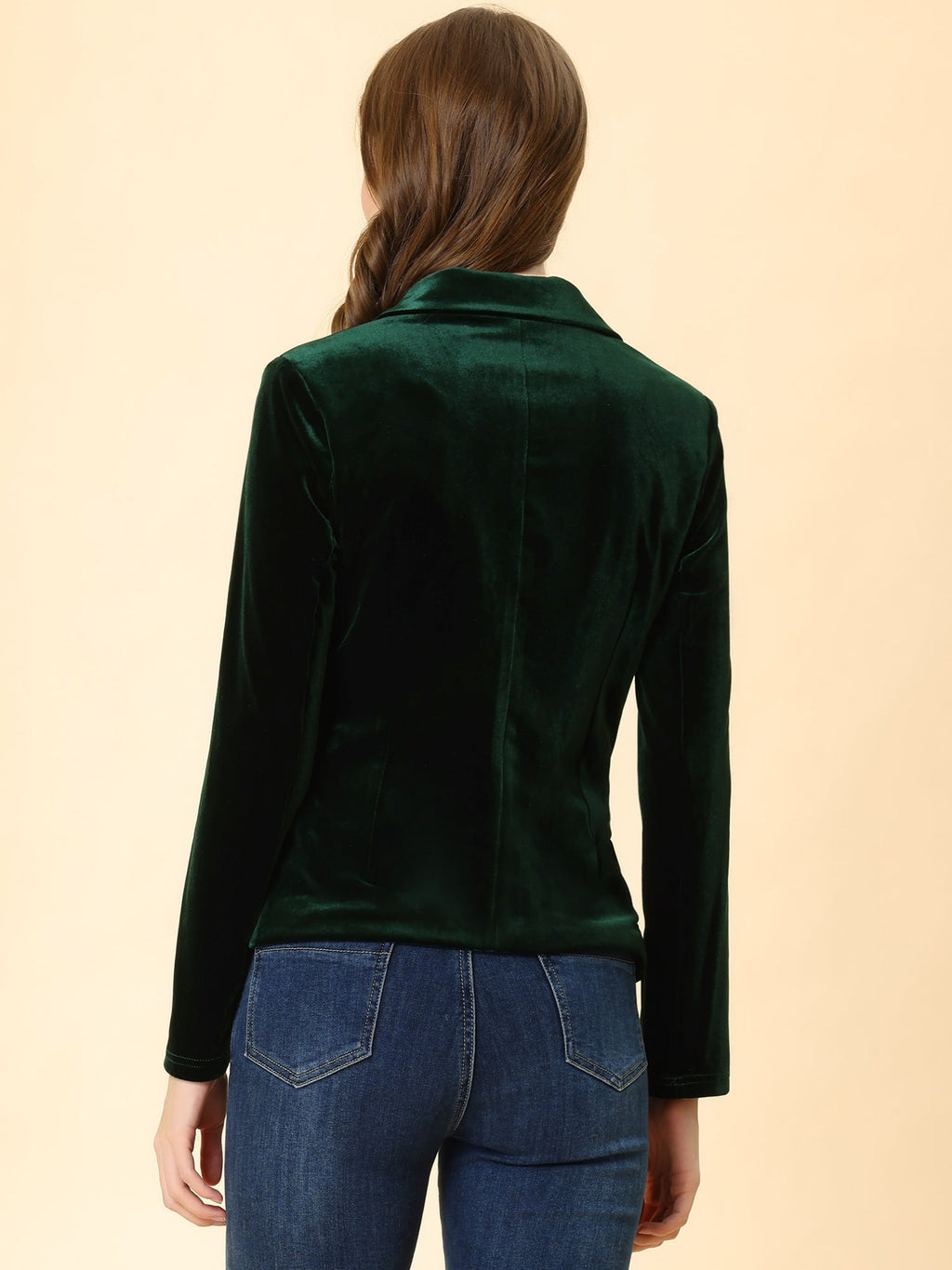 Button-Down Drape Velvet Blazer