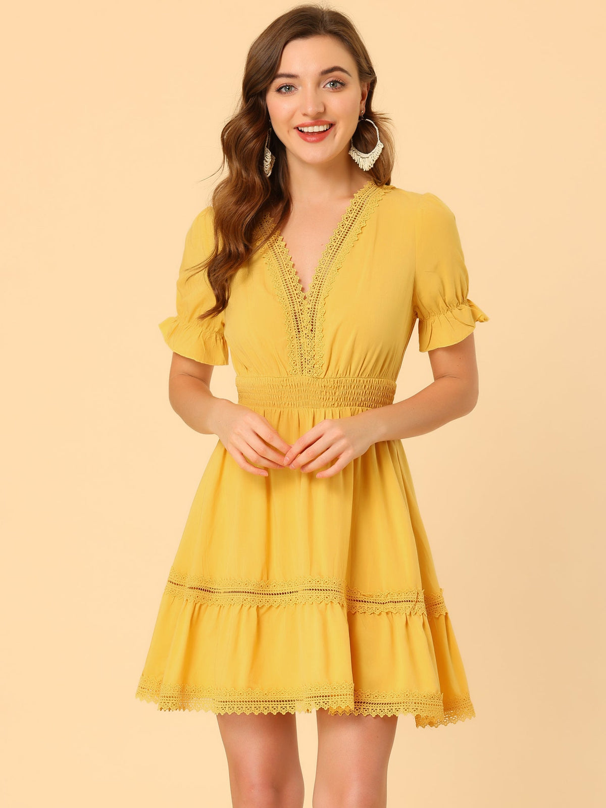 Crochet Lace Pleated Dress