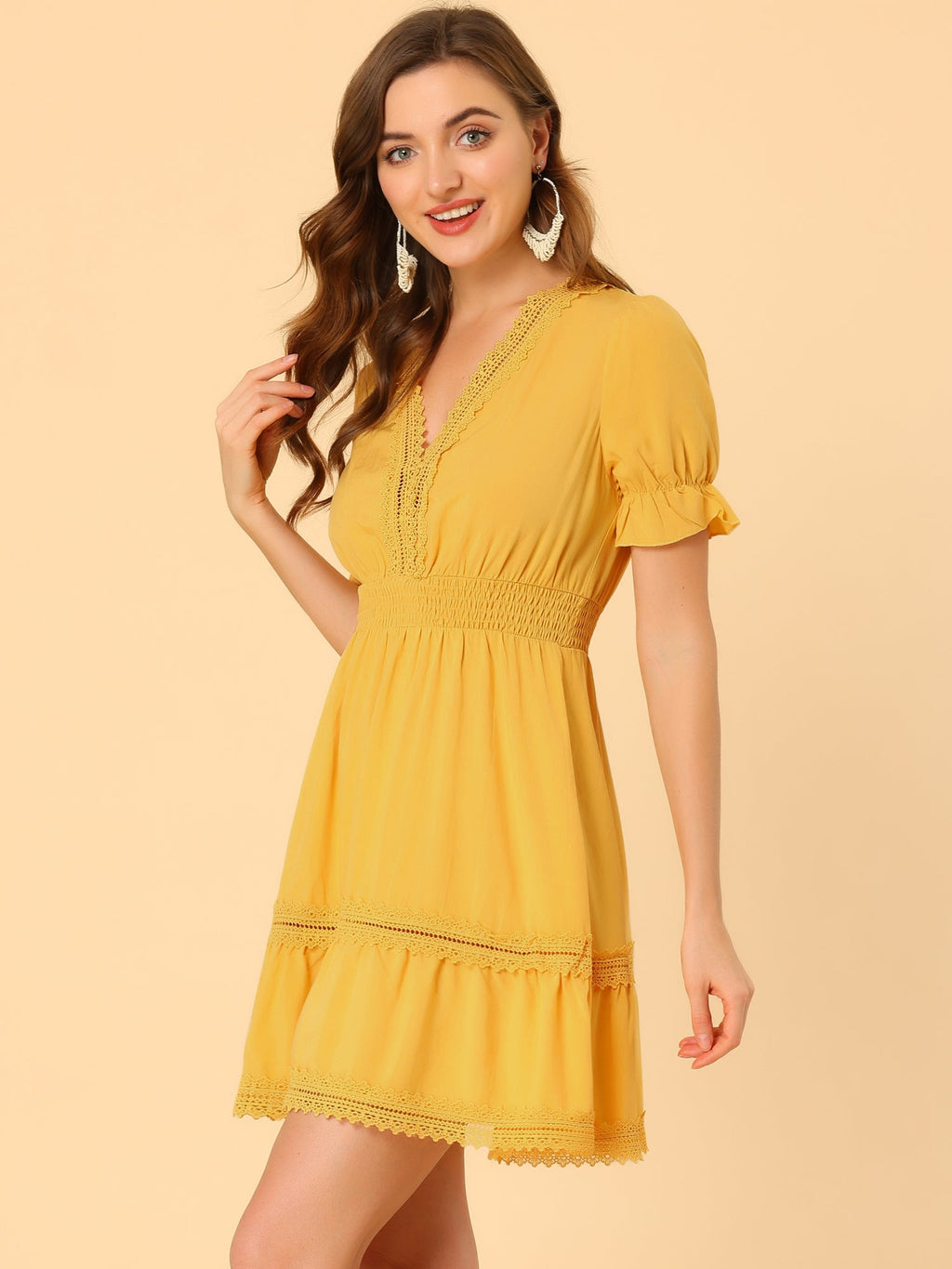 Crochet Lace Pleated Dress