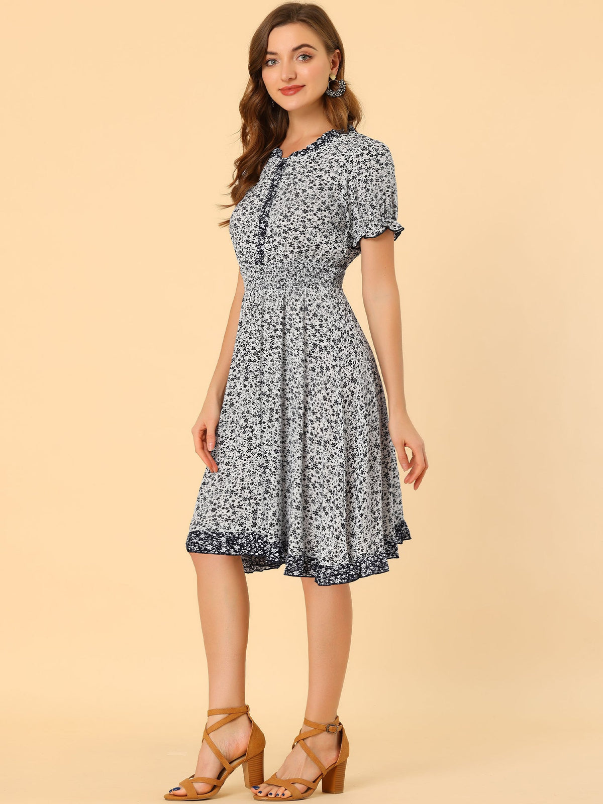 Ditsy Floral Ruffle Smock Dress