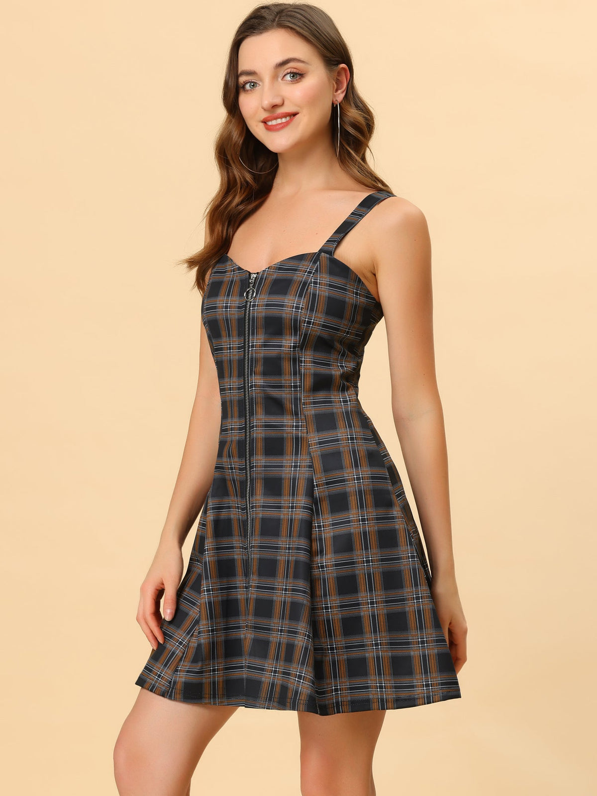 Plaid Sleeveless A-Line Dress