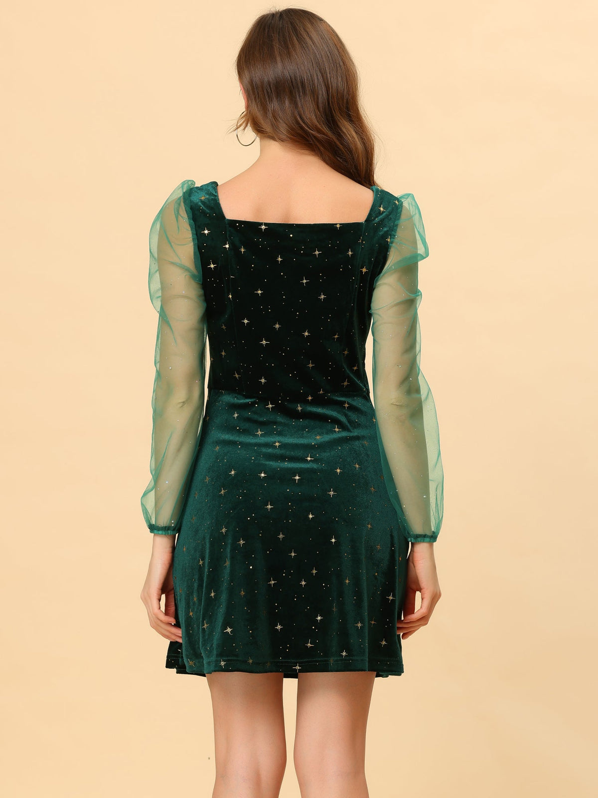 Glitter Star Square Neck Mini Dress