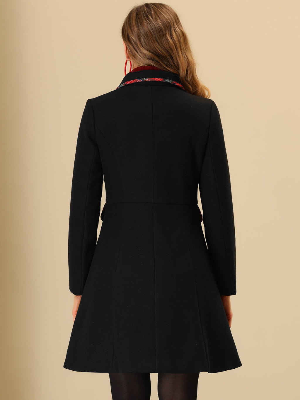 Mid-Thigh Polyester Contrast Coat