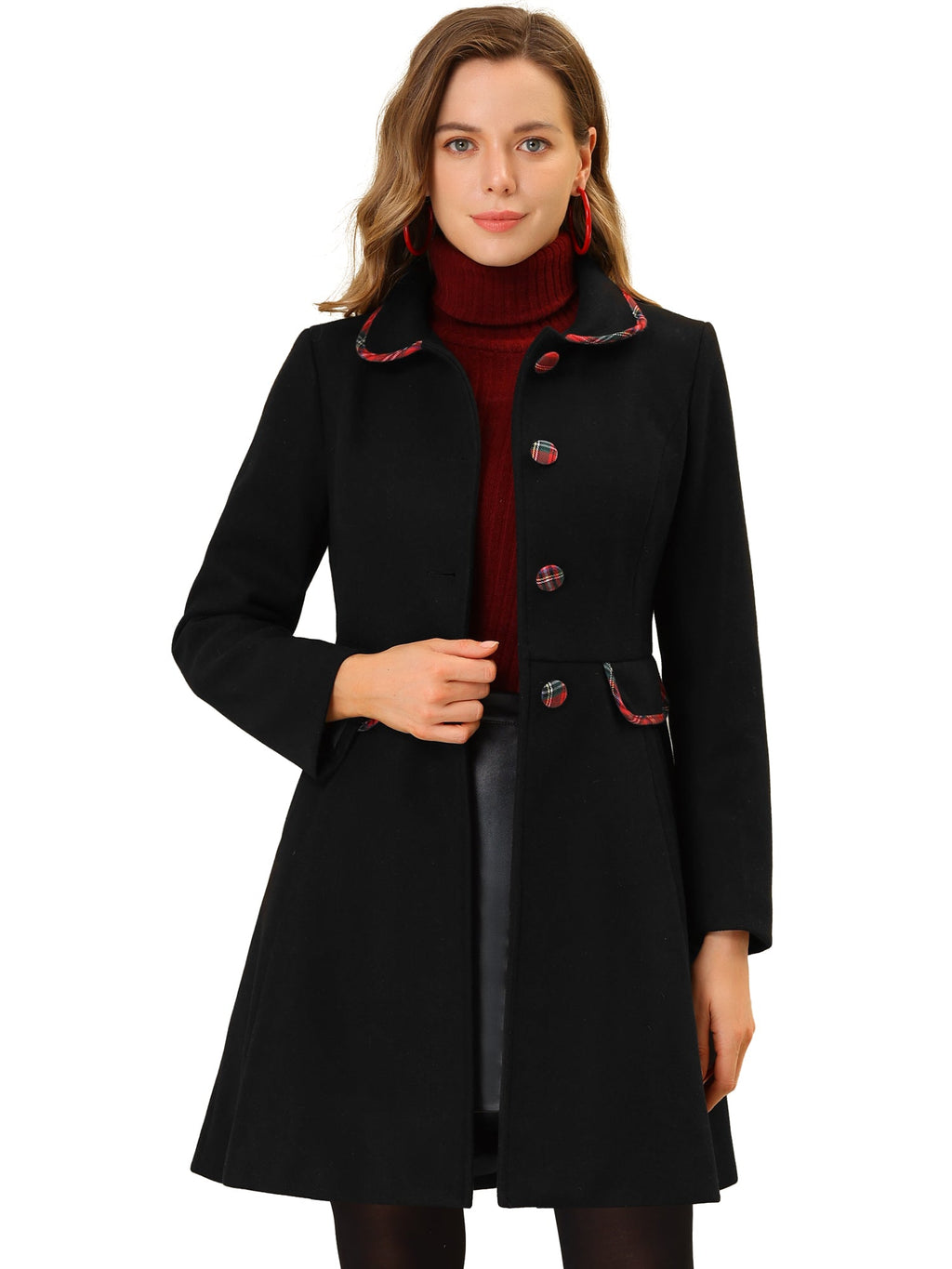 Mid-Thigh Polyester Contrast Coat