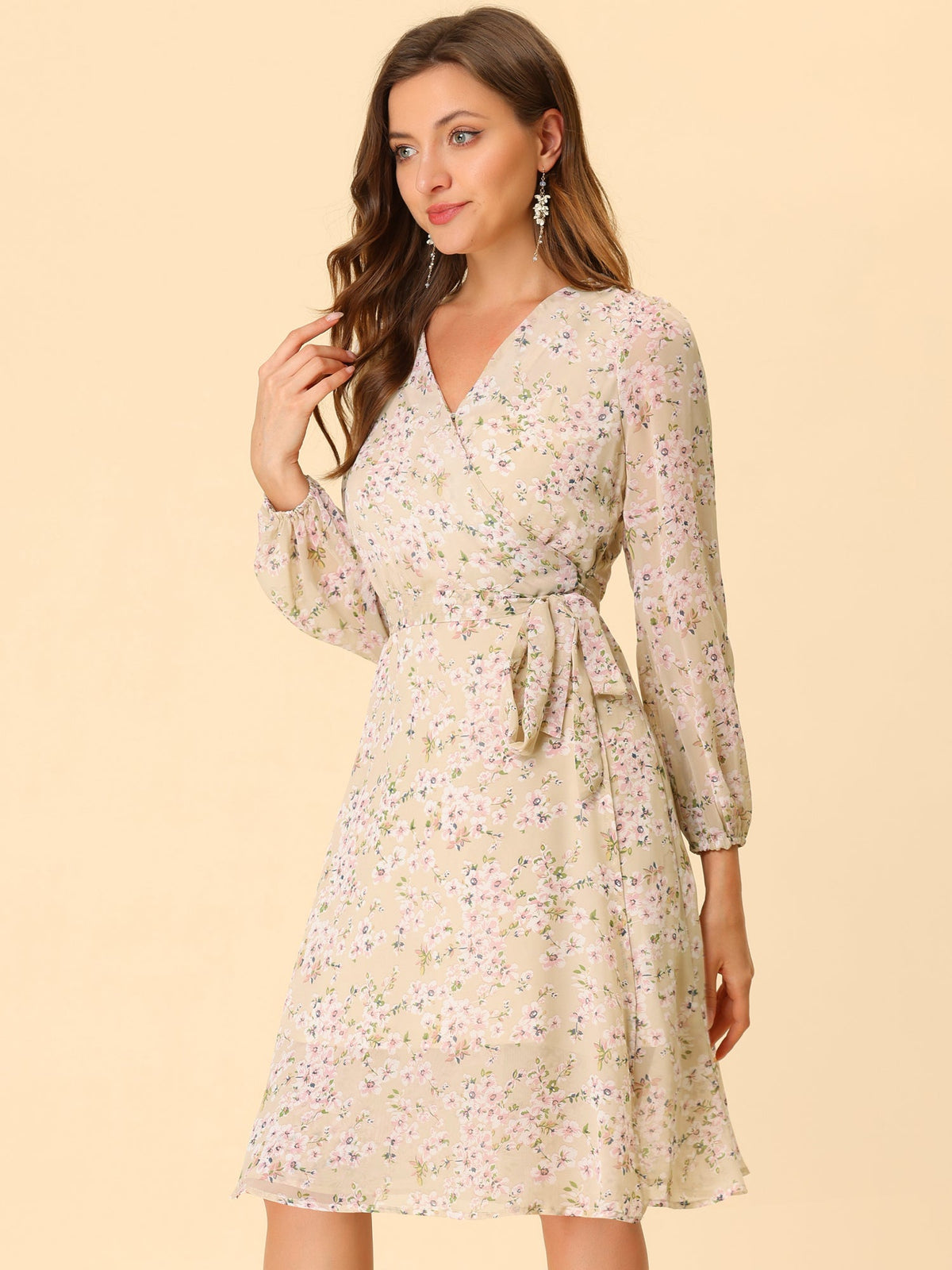 Tie Closure Sheer Long Dress
