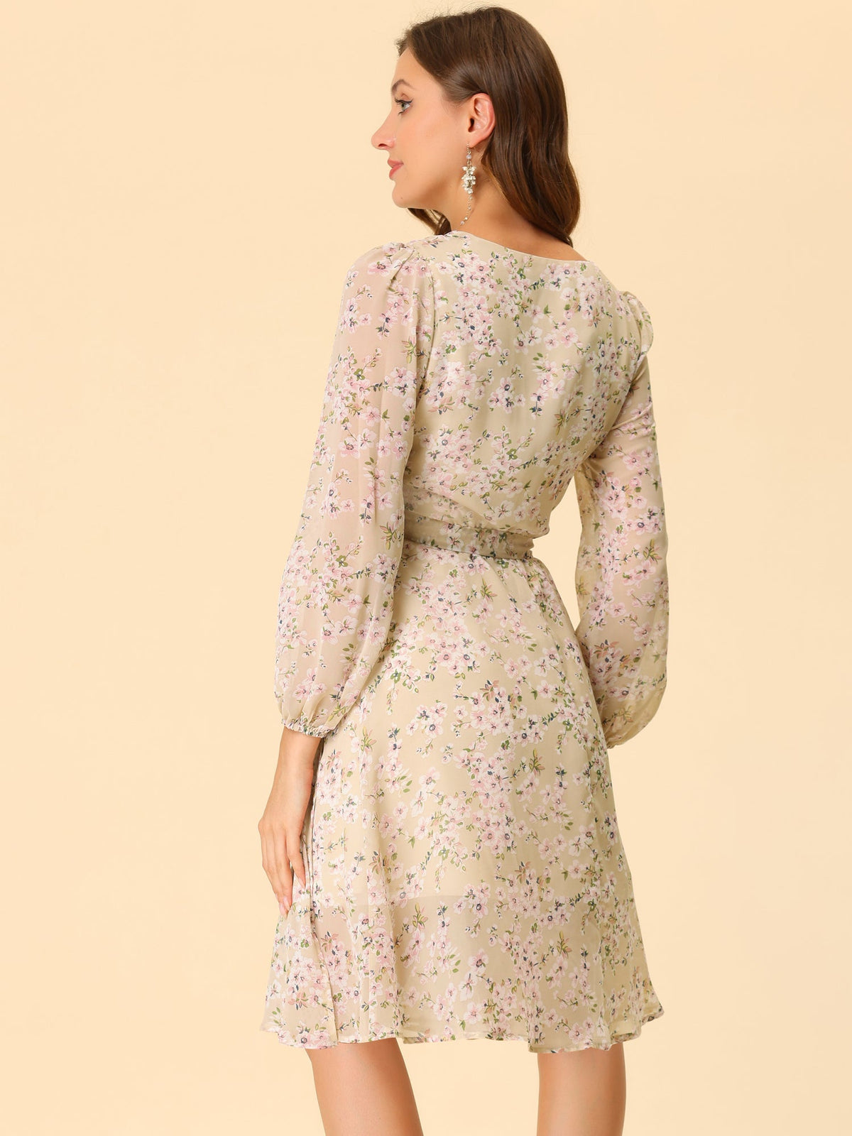 Tie Closure Sheer Long Dress