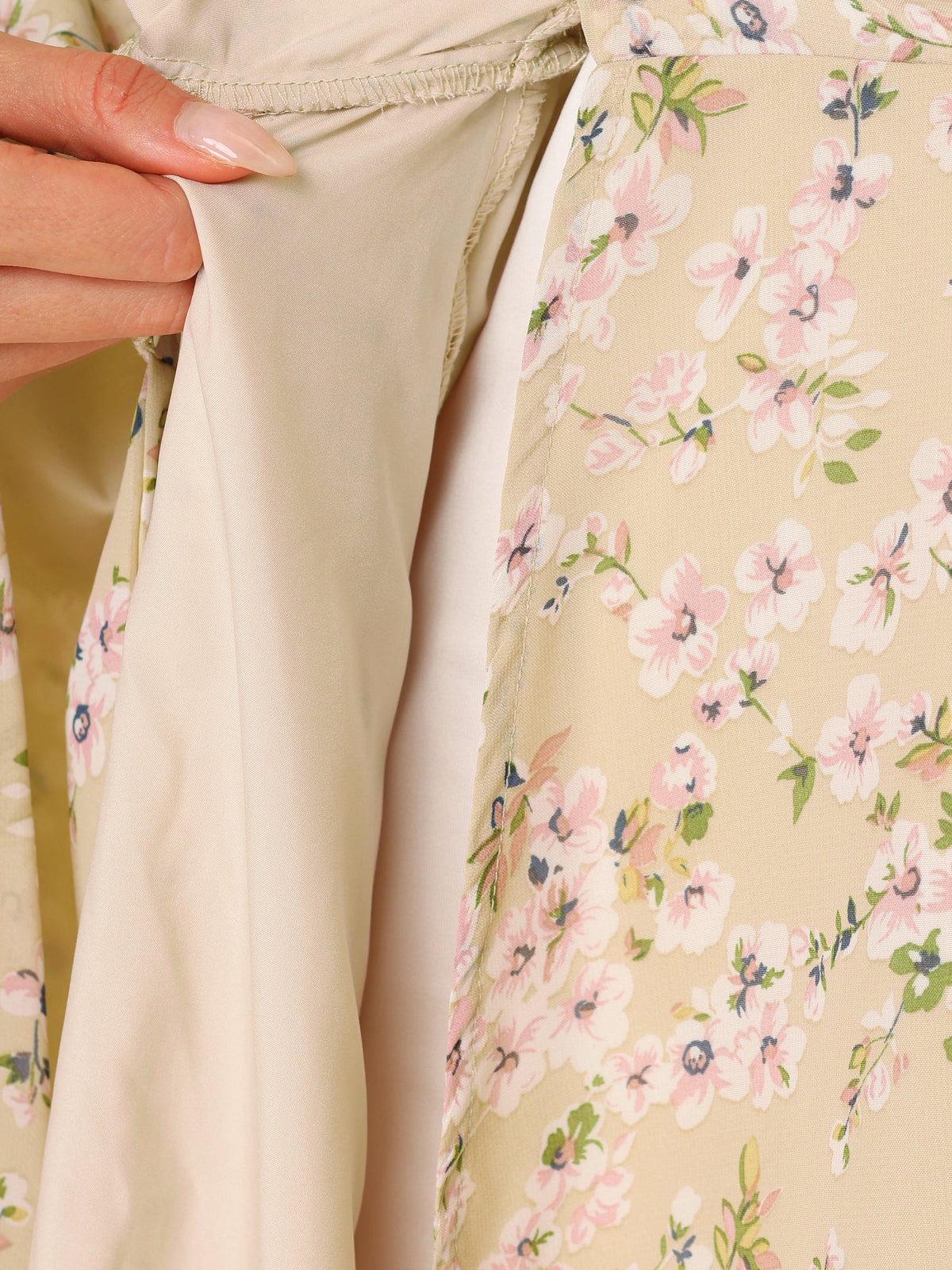 Tie Closure Sheer Long Dress