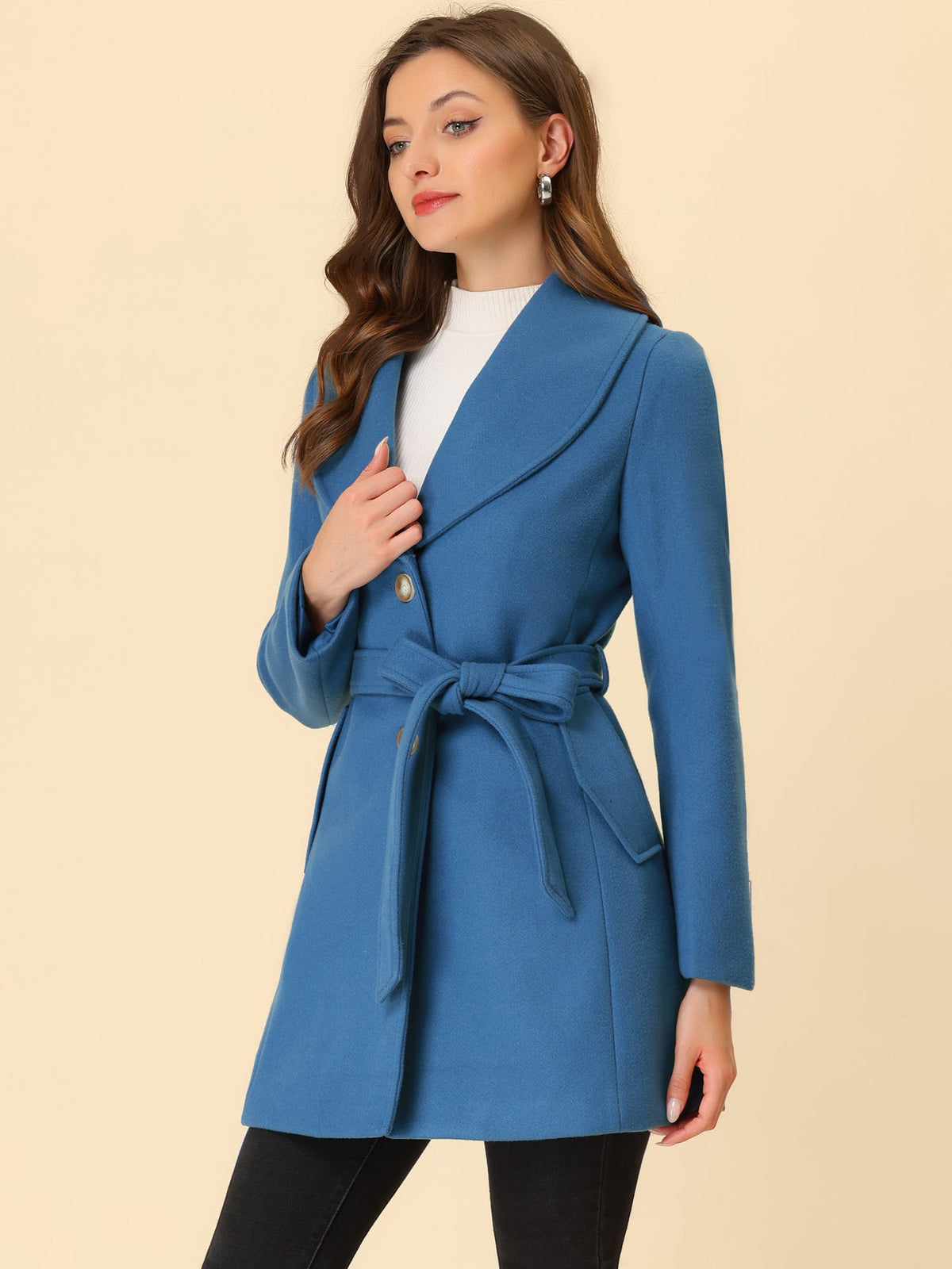 Round Lapel Belted Trench