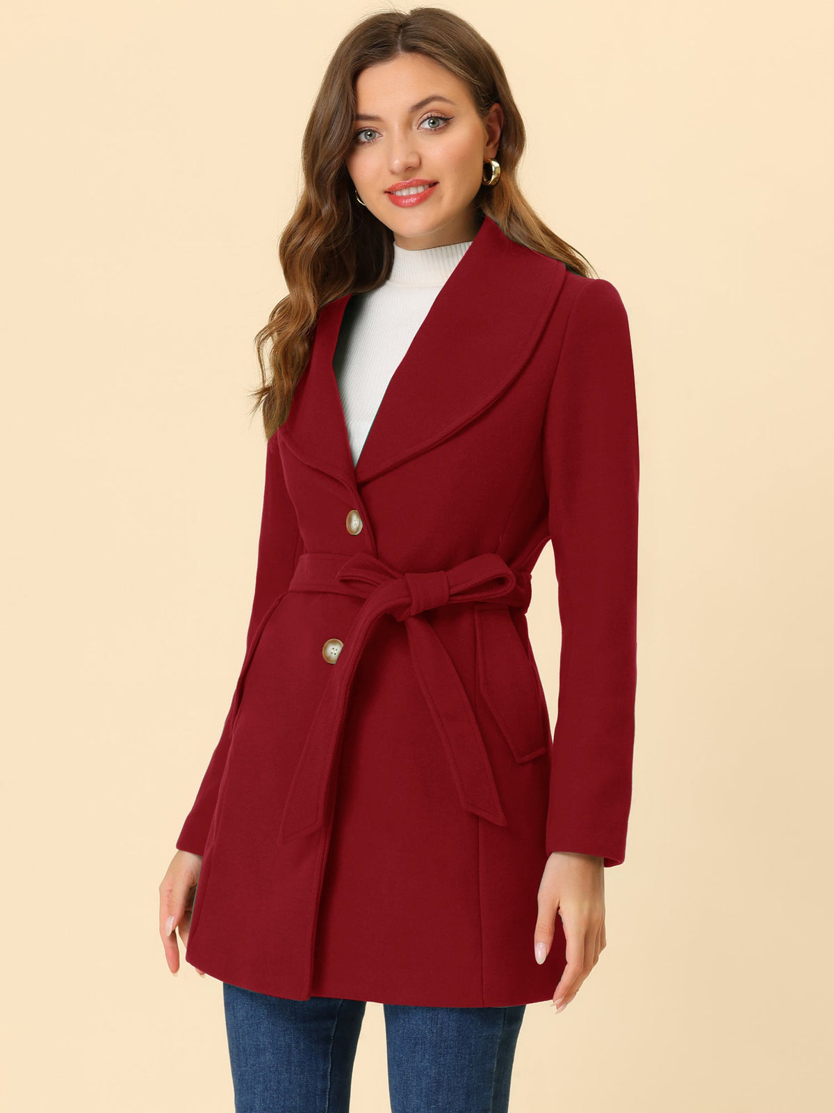 Round Lapel Belted Trench