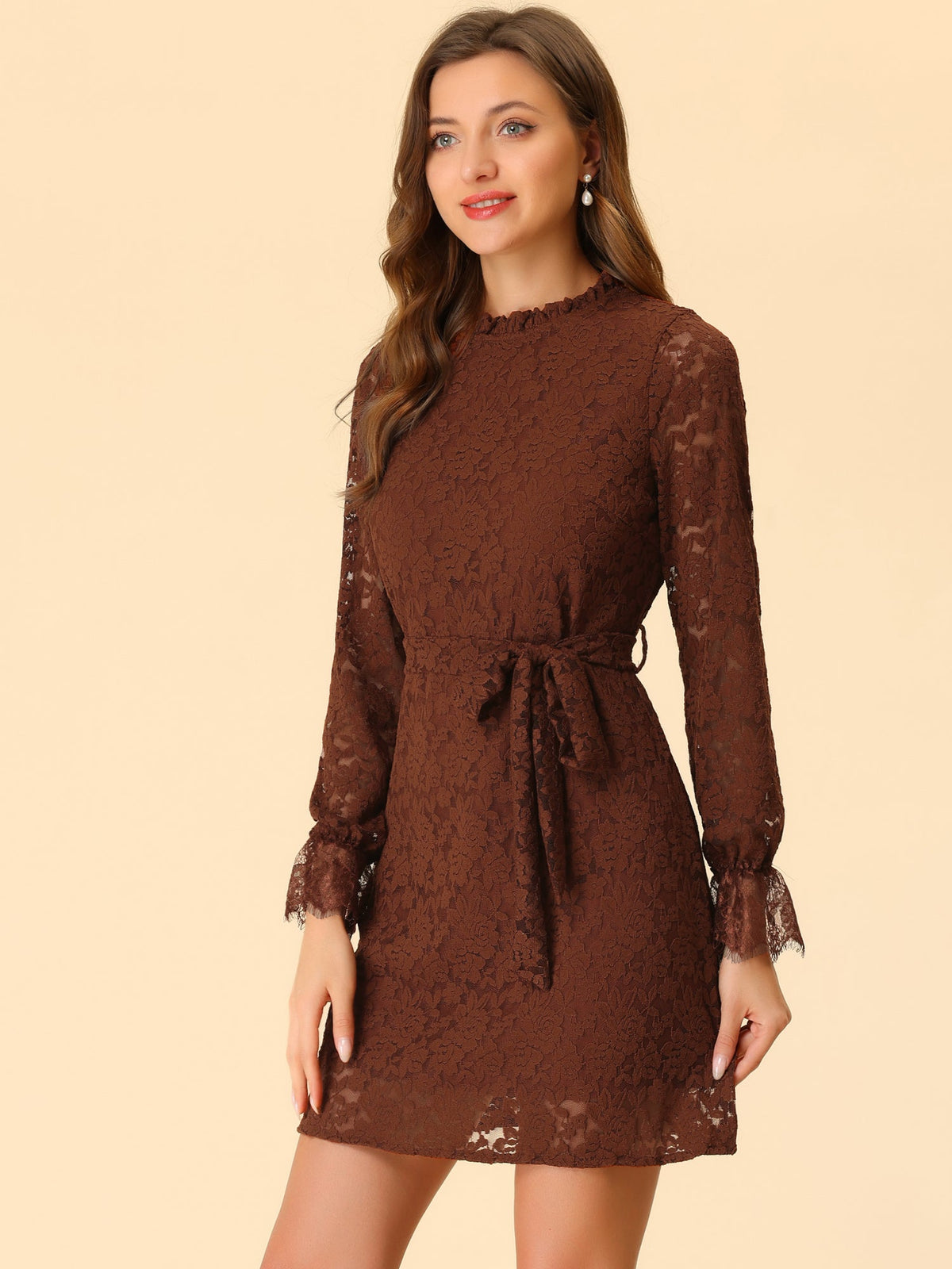 Floral Lace Crew Neck Dress