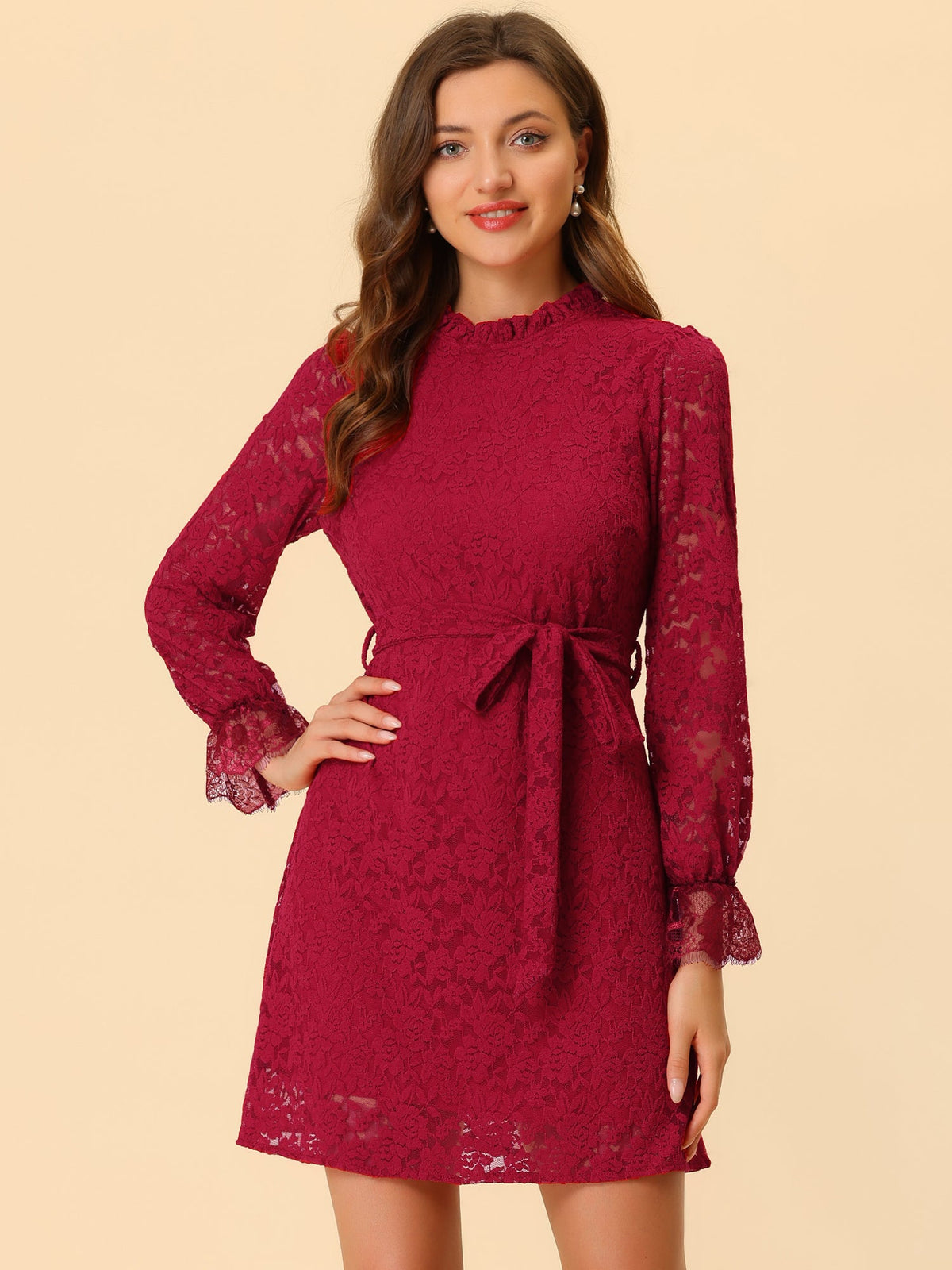 Floral Lace Crew Neck Dress