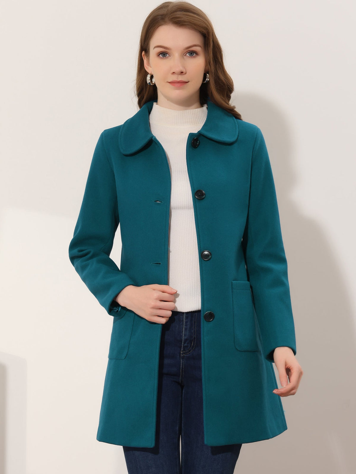 Turn-Down Collar Structured Overcoat