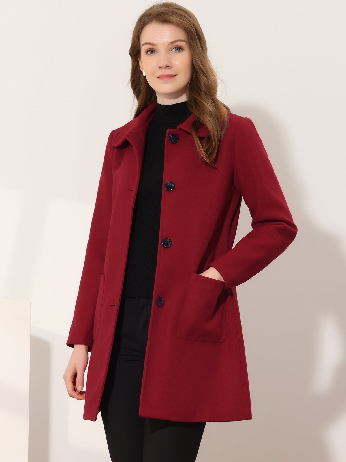 Turn-Down Collar Structured Overcoat