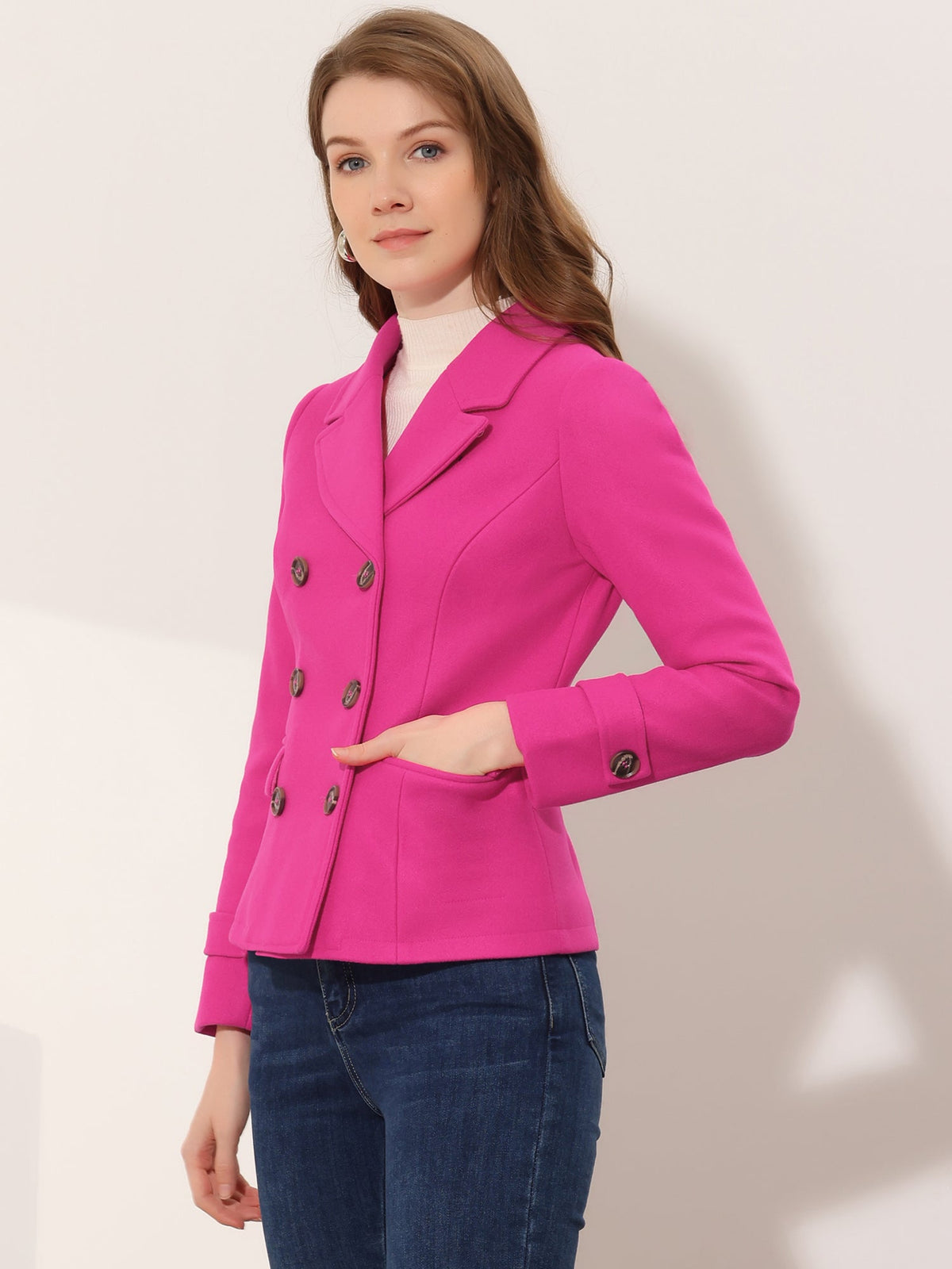 Button Cuff Double-Breasted Overcoat