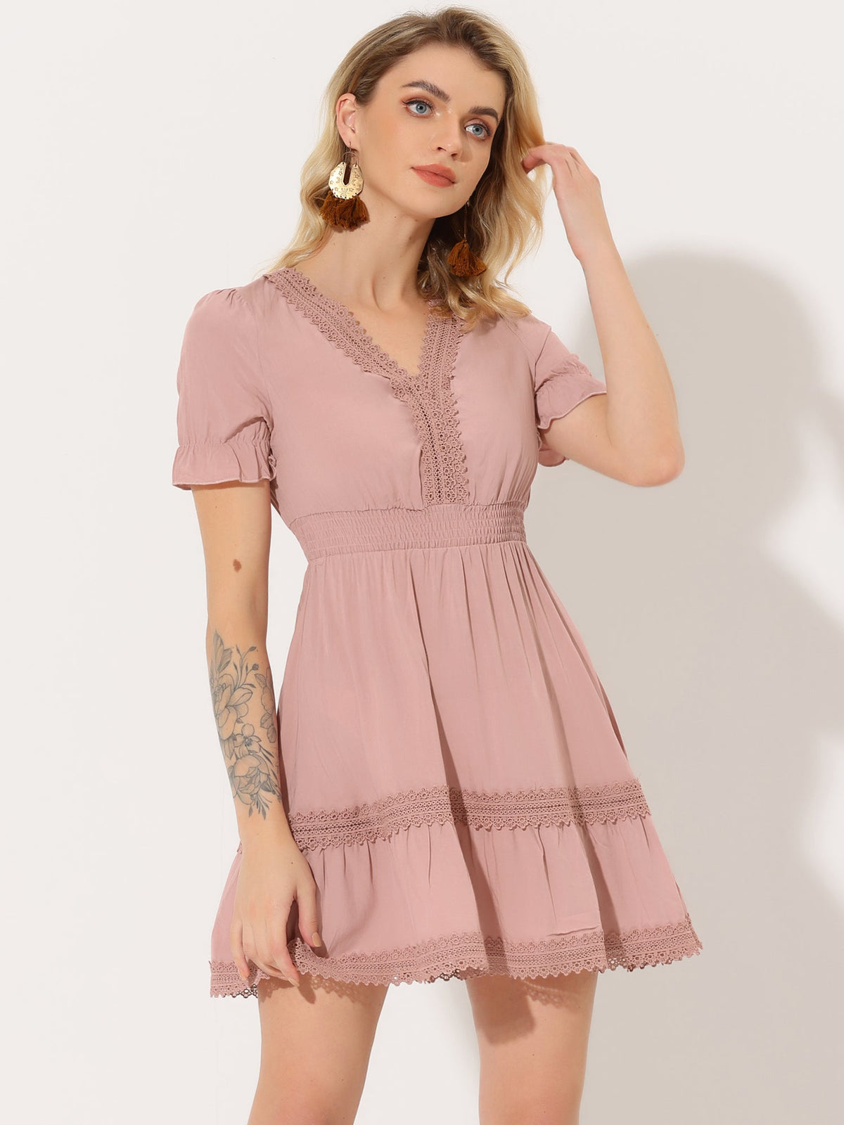 Crochet Lace Pleated Dress