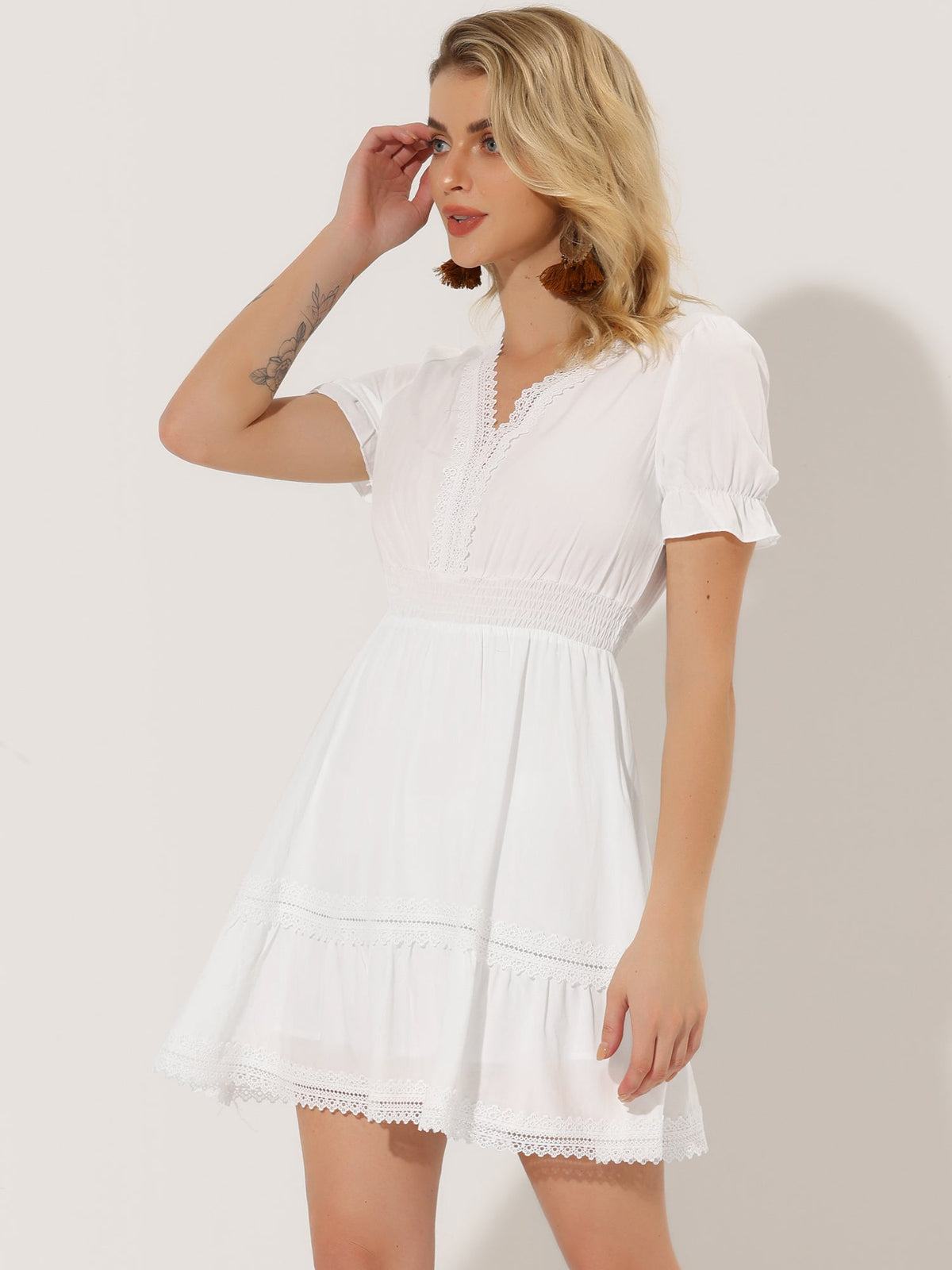 Crochet Lace Pleated Dress