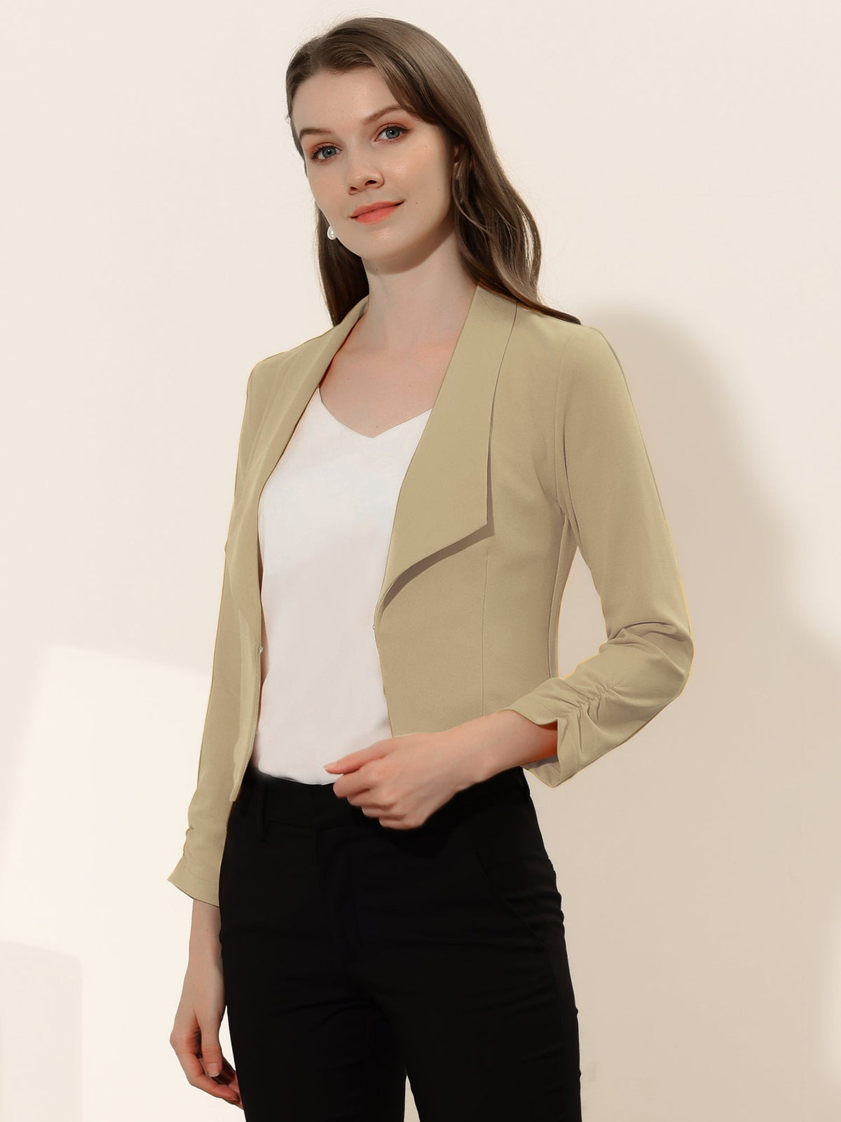 Open-Front Fitted Hook Blazer