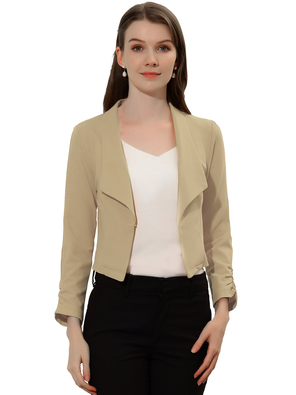 Open-Front Fitted Hook Blazer