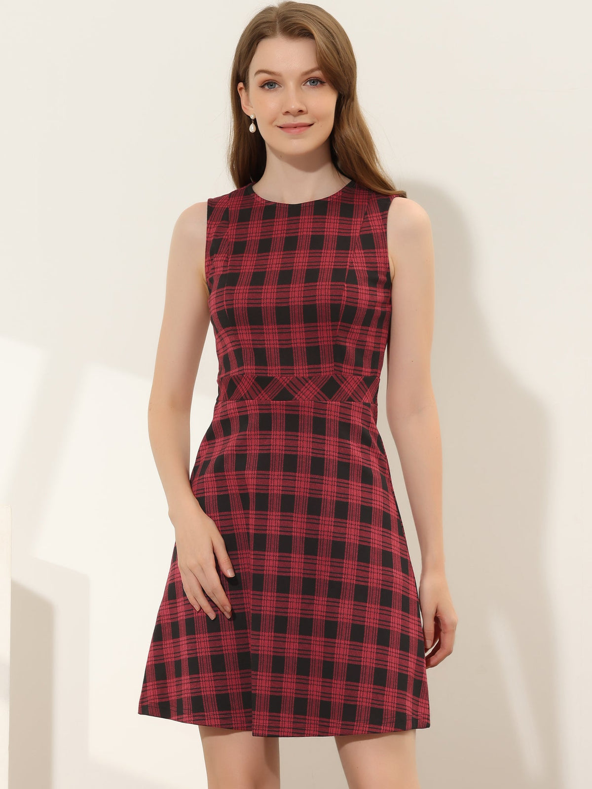 Round-Neck Sleeveless Fit-and-Flare Dress