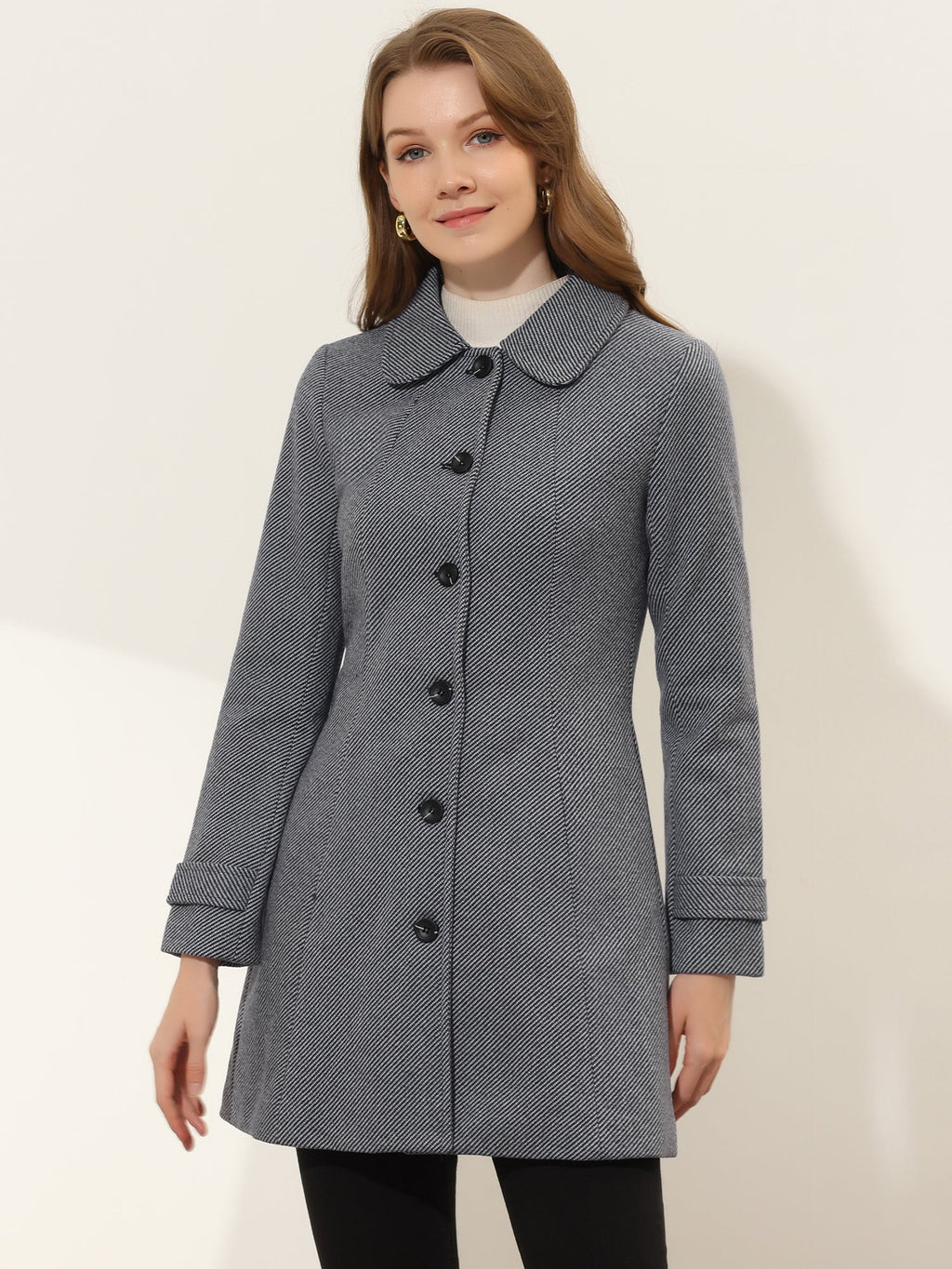 Slim-Profile Striped Overcoat