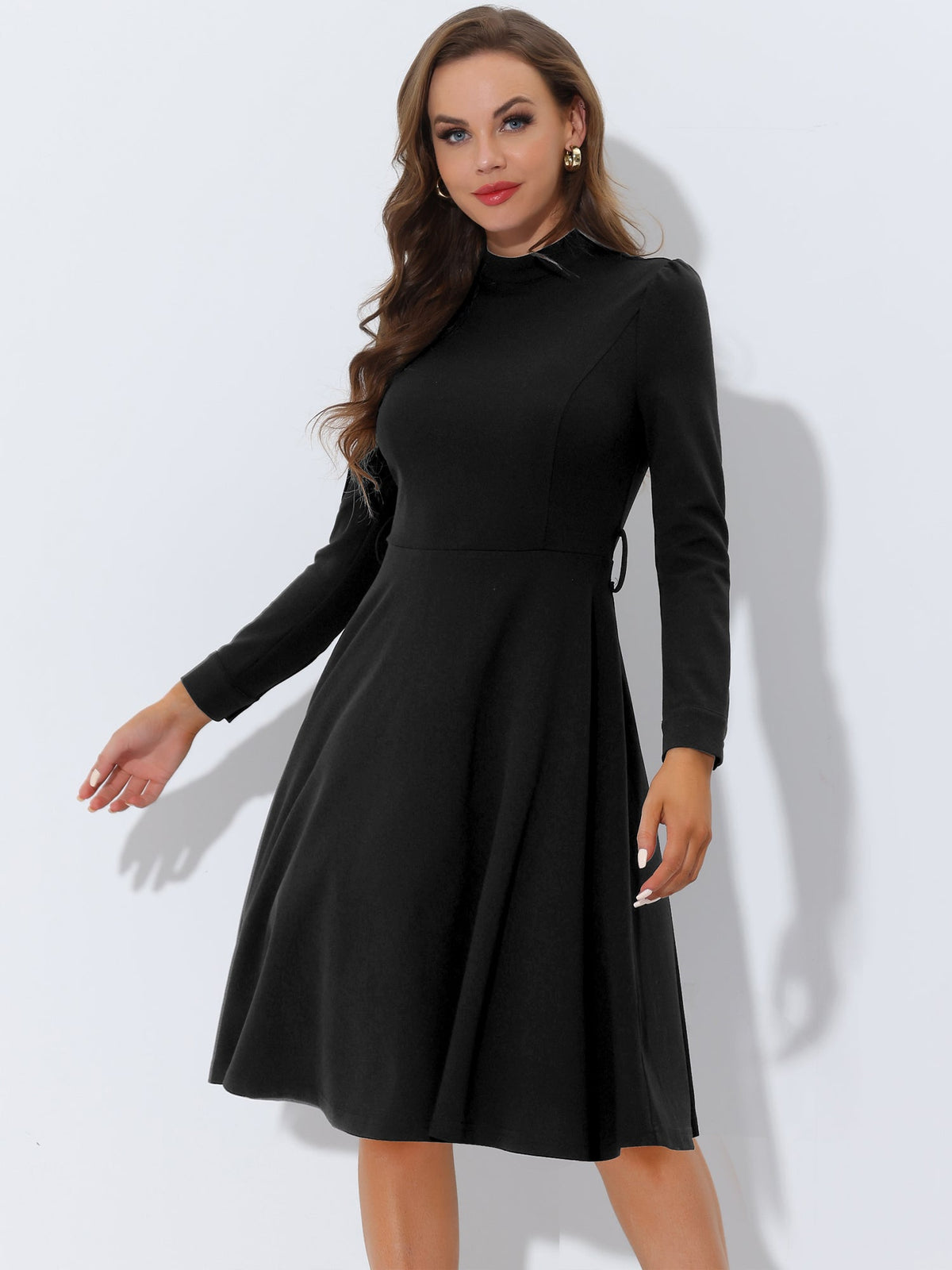 Knit Mock Neck Fit & Flare Dress