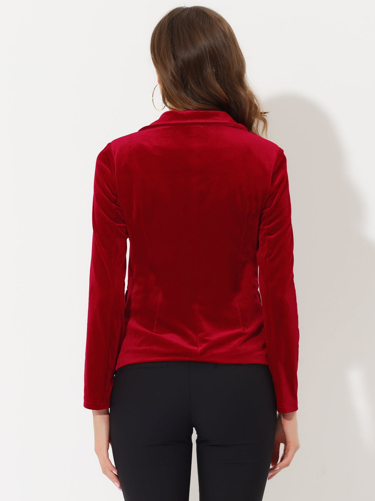 Button-Down Drape Velvet Blazer