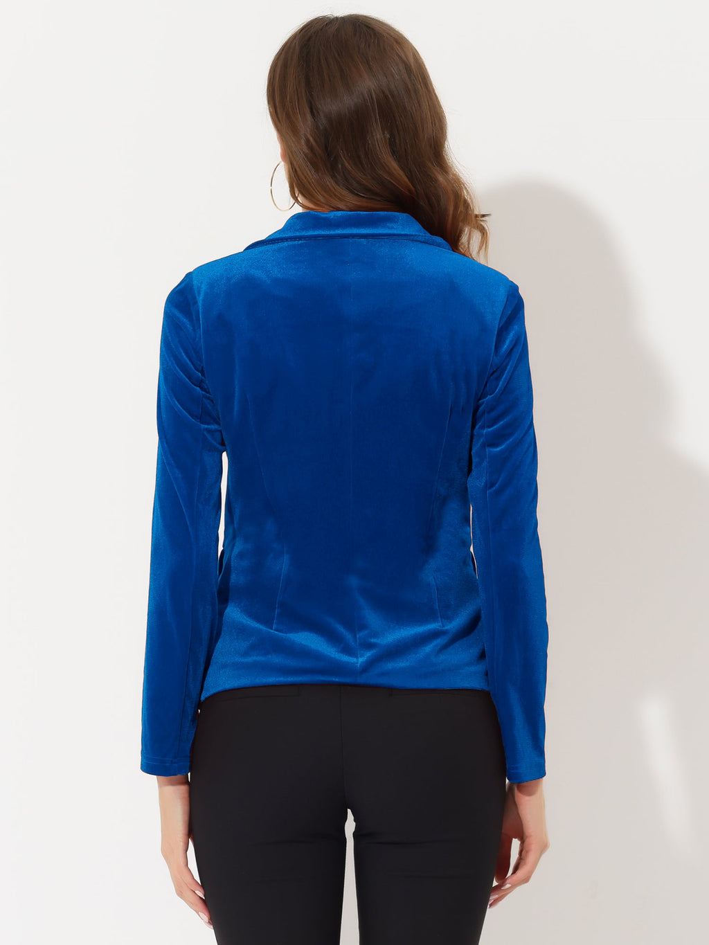 Button-Down Drape Velvet Blazer