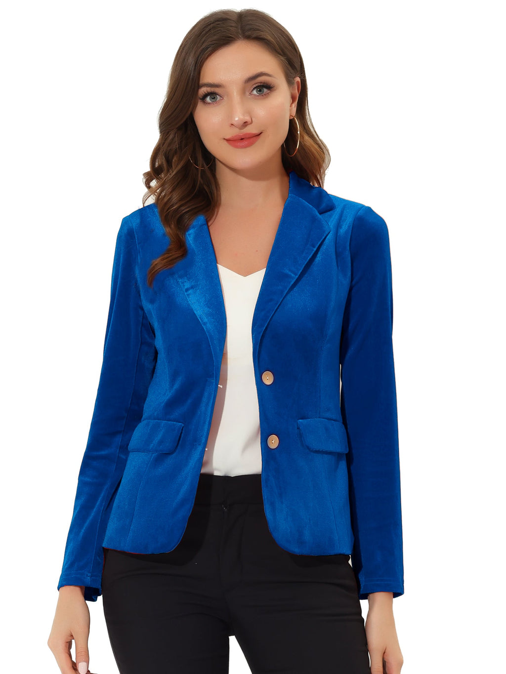 Button-Down Drape Velvet Blazer